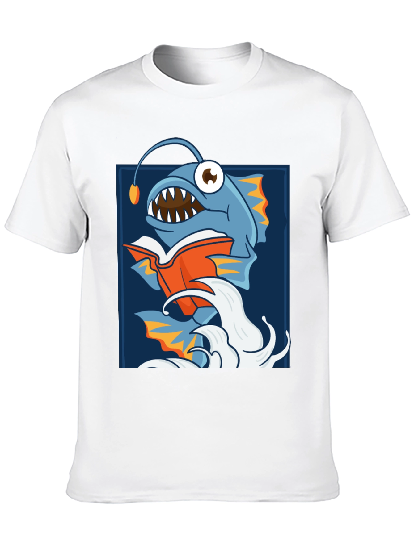Anglerfish Reading Book Graphic T-Shirt