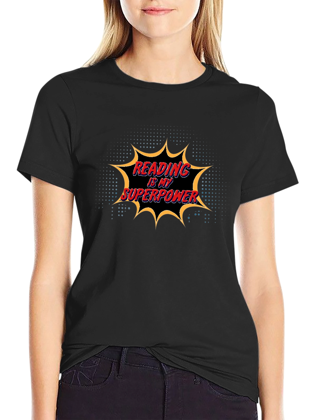 Reading is My Superpower Black Graphic Tee