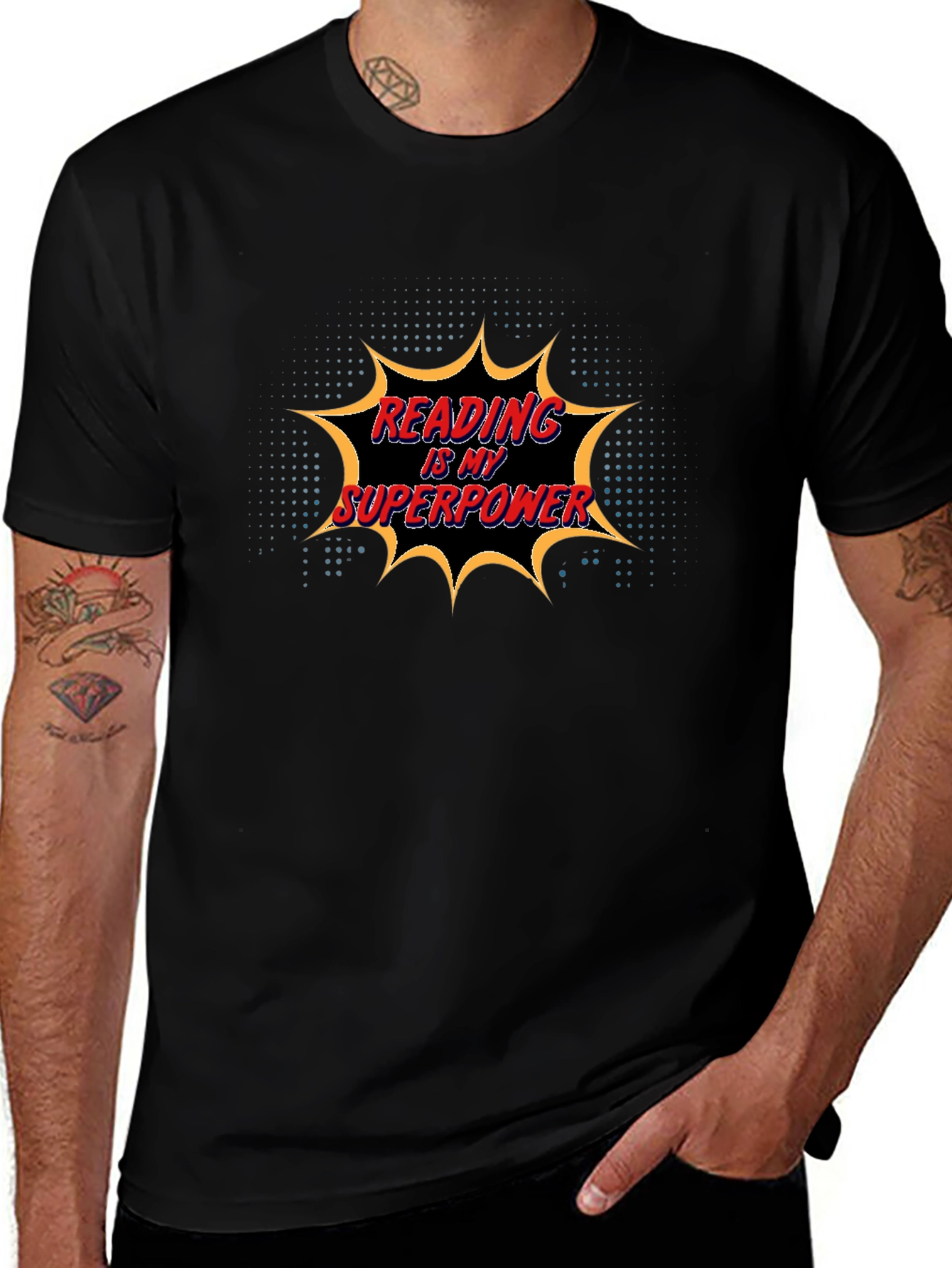 Reading is My Superpower Black Graphic Tee