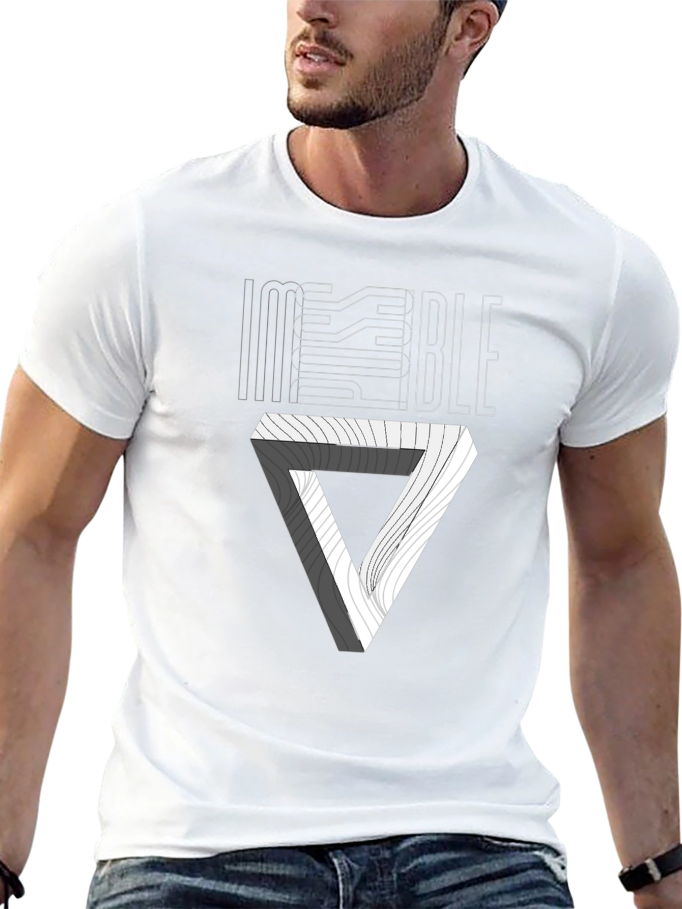 Impossible Triangle Illusion Graphic Tee - Black
