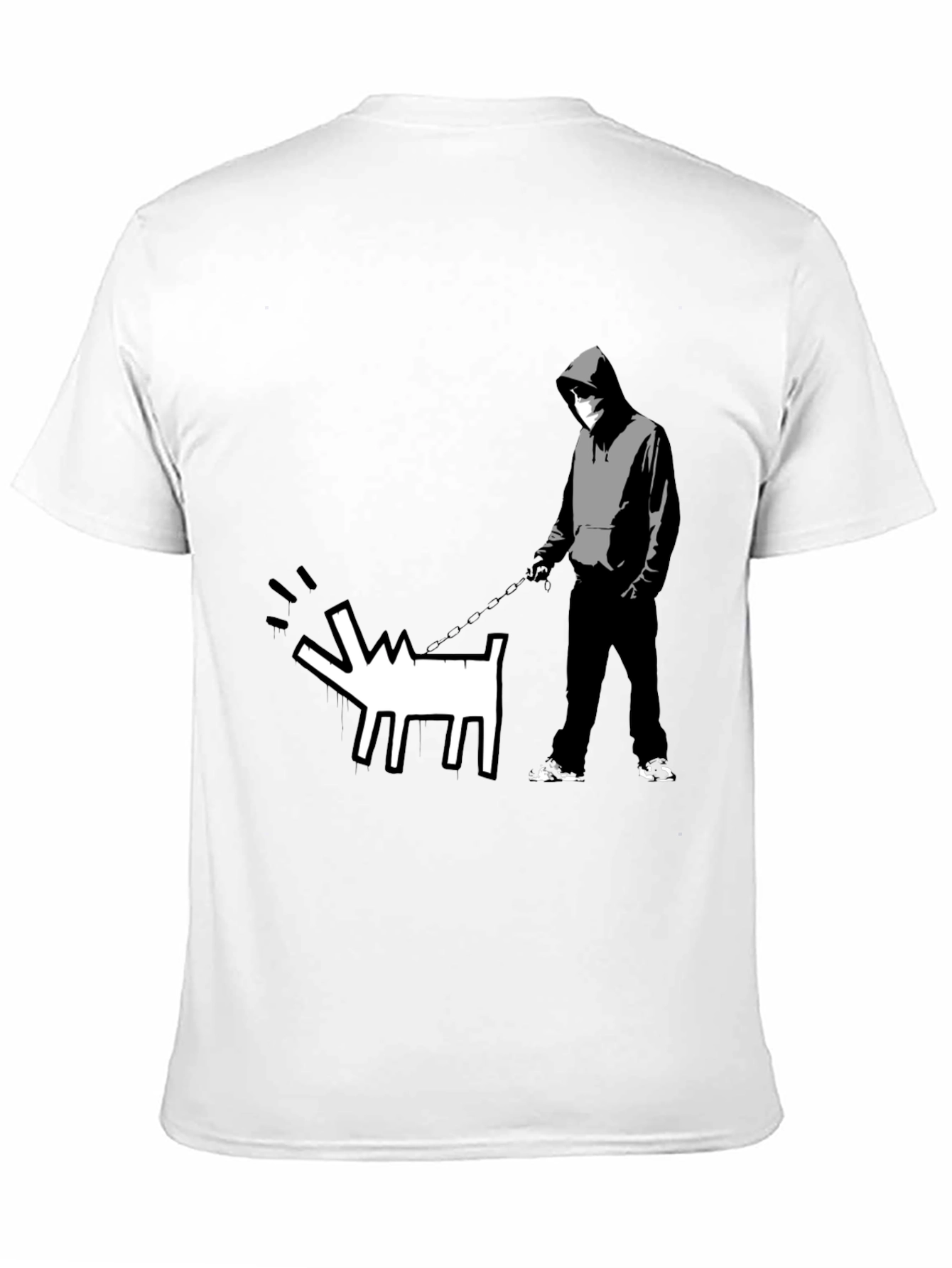 Banksy Inspired Dog Walker Black T-Shirt