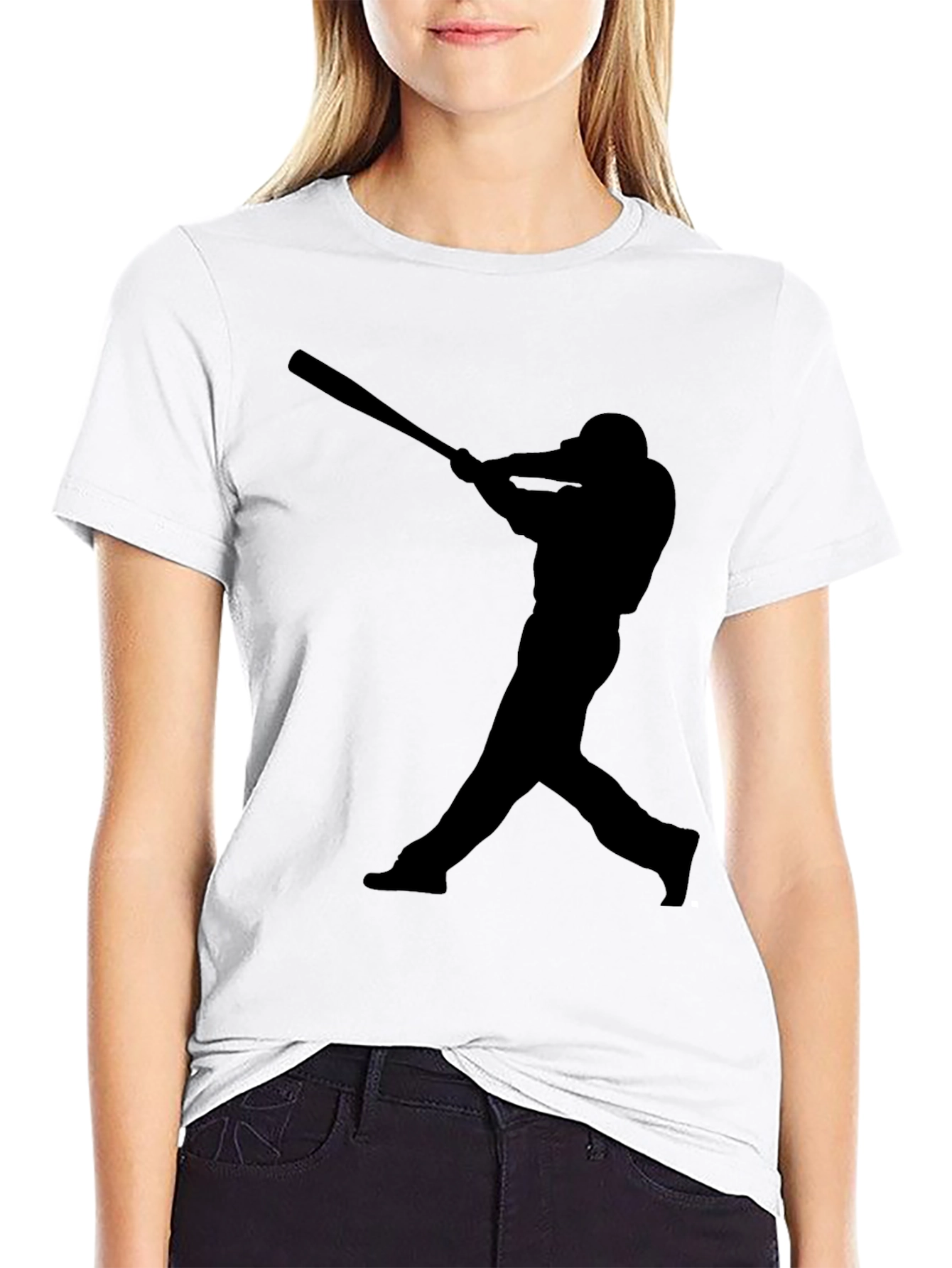 Baseball Player Silhouette T-Shirt - Black