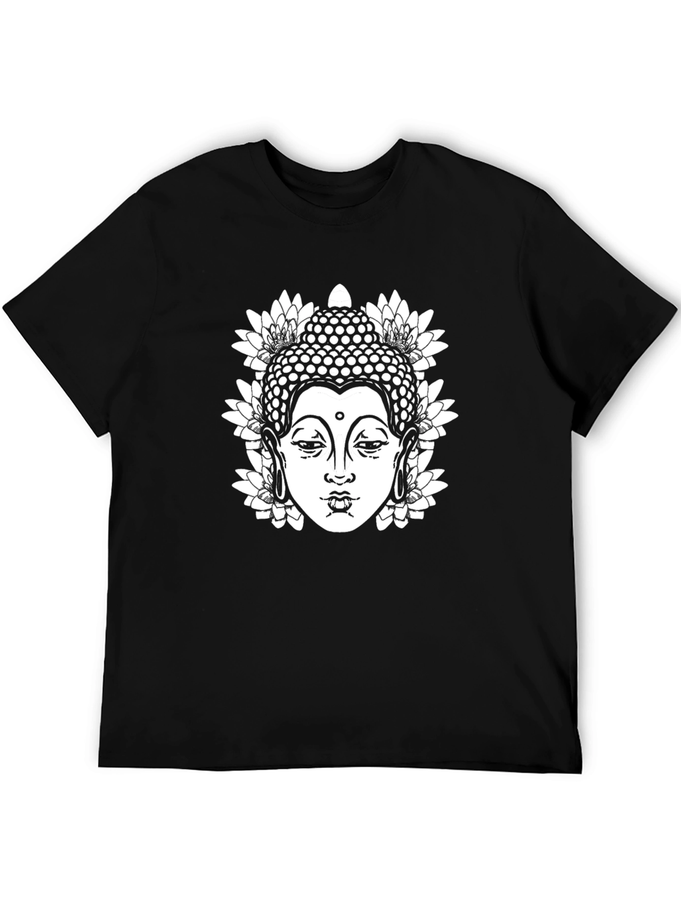 Buddha Lotus Graphic T-Shirt - Black
