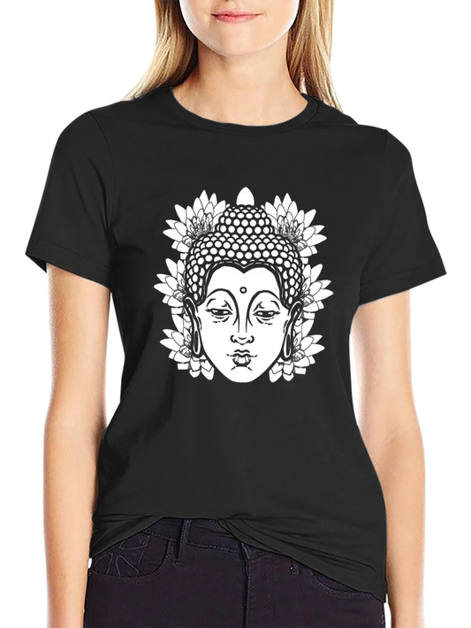 Buddha Lotus Graphic T-Shirt - Black