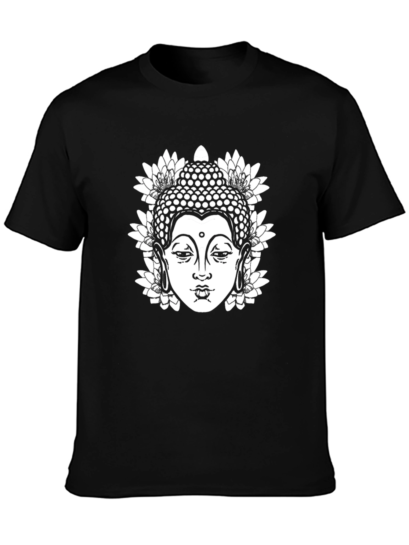 Buddha Lotus Graphic T-Shirt - Black