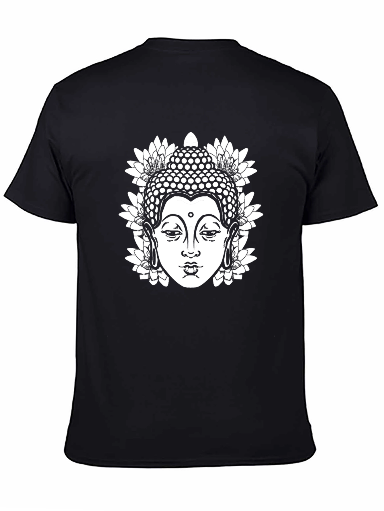 Buddha Lotus Graphic T-Shirt - Black
