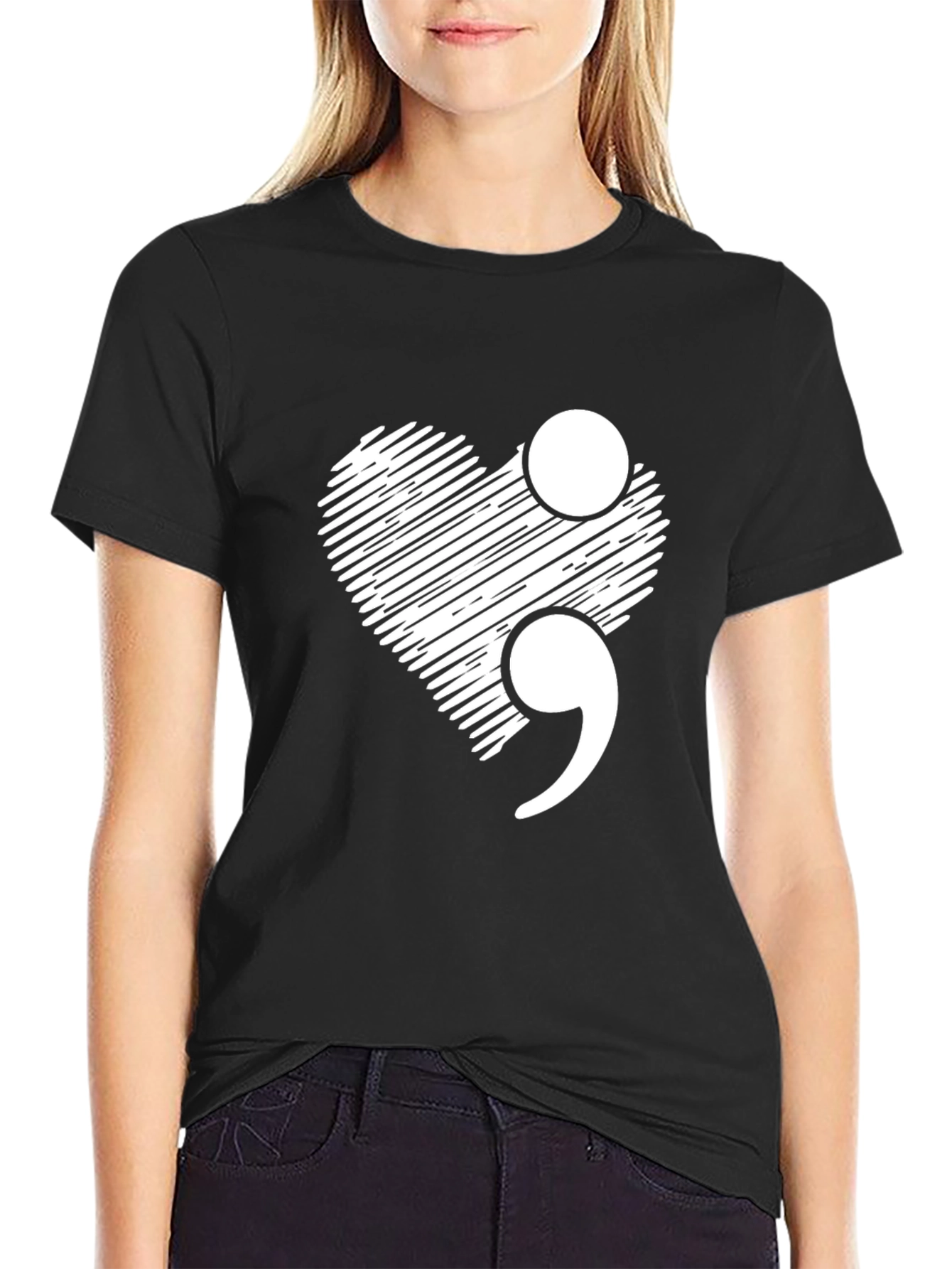 Semicolon Heart Graphic Tee - Mental Health Awareness