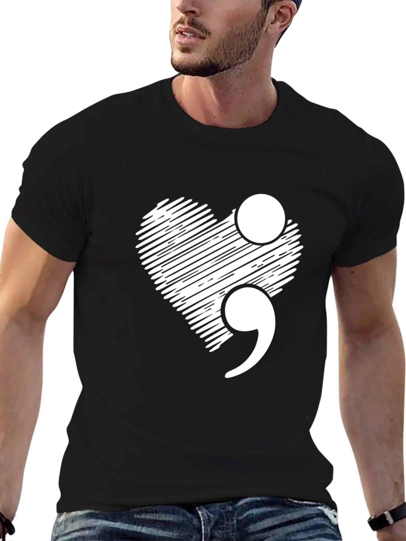 Semicolon Heart Graphic Tee - Mental Health Awareness