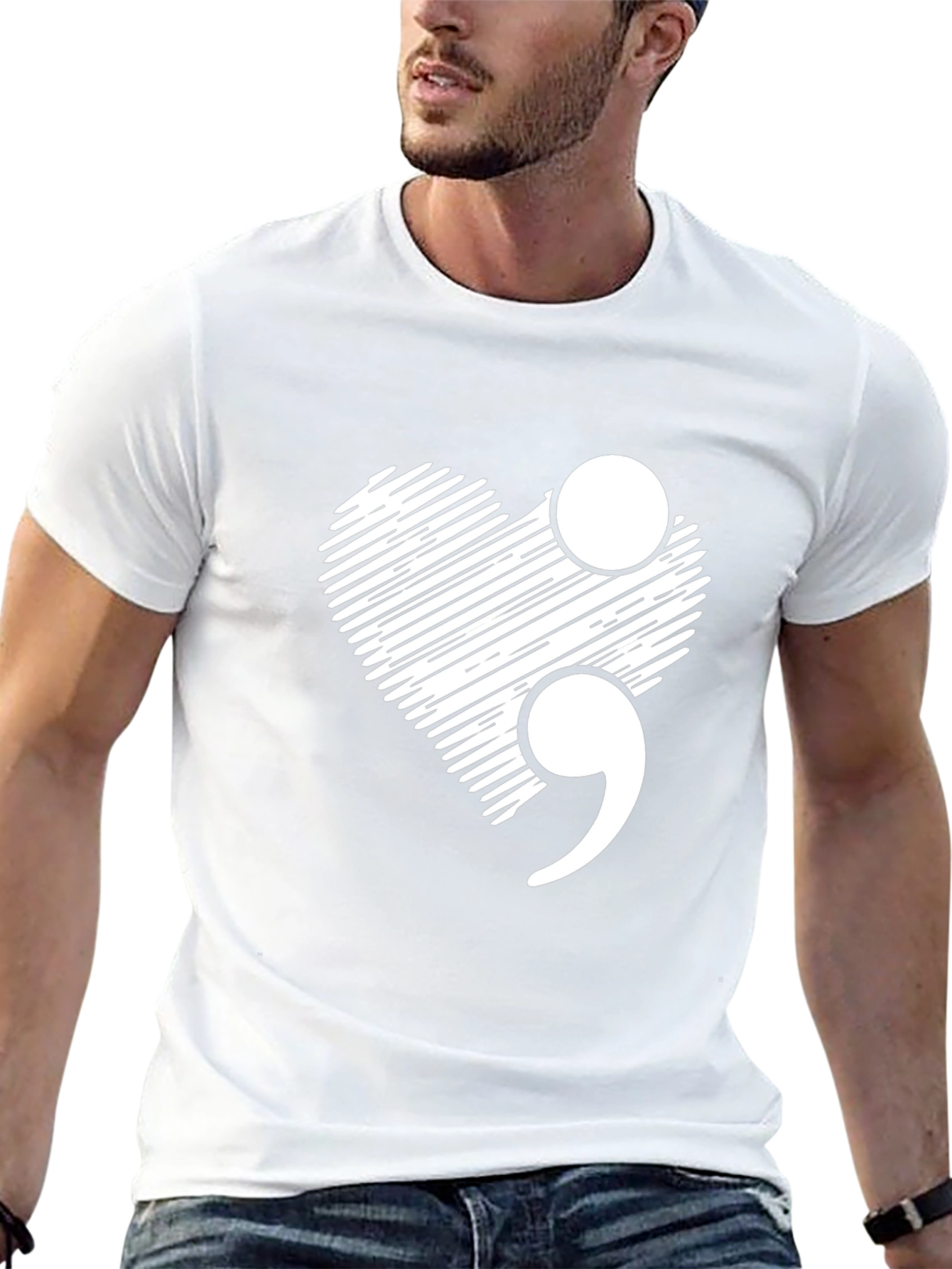 Semicolon Heart Graphic Tee - Mental Health Awareness