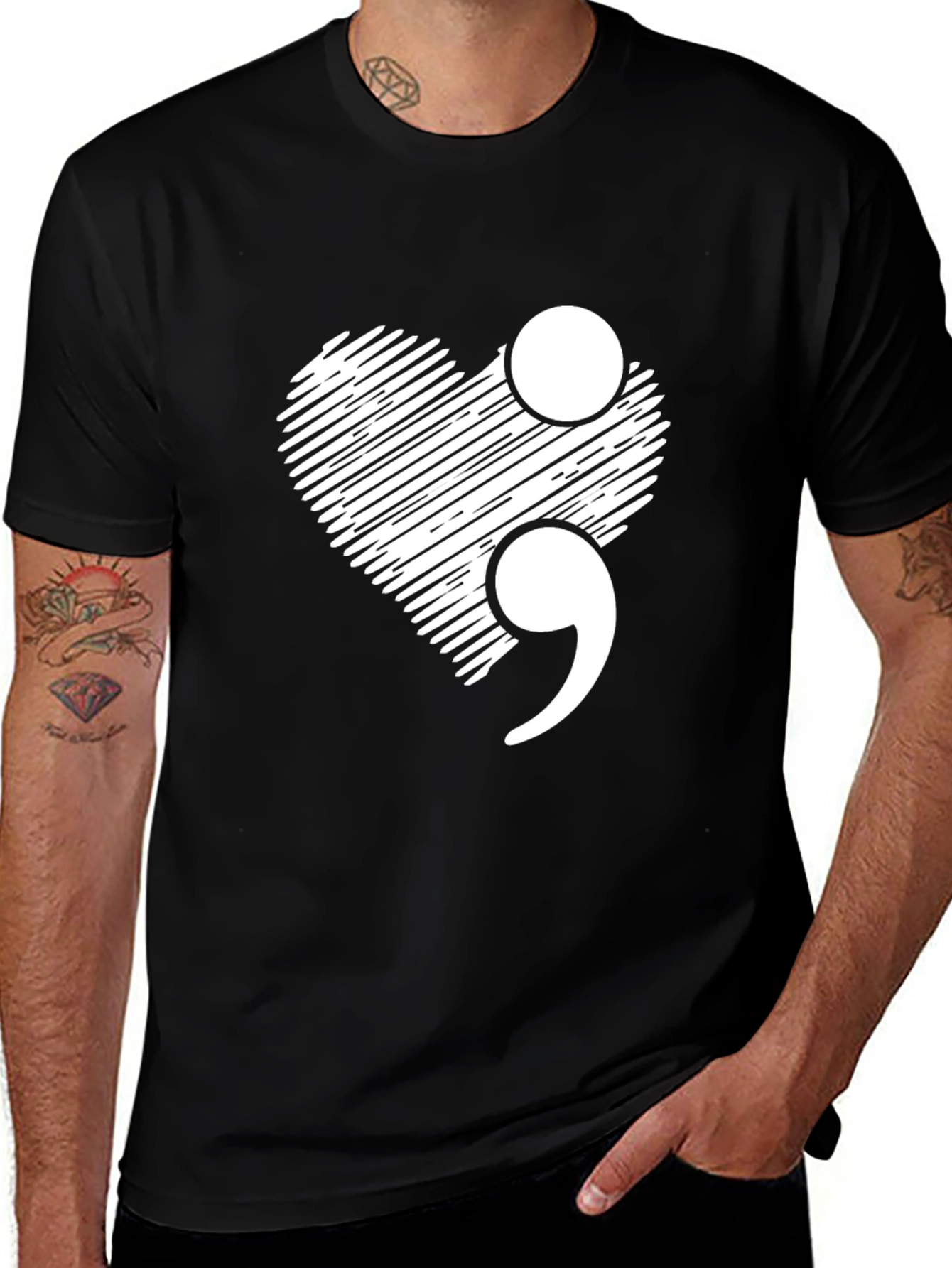Semicolon Heart Graphic Tee - Mental Health Awareness