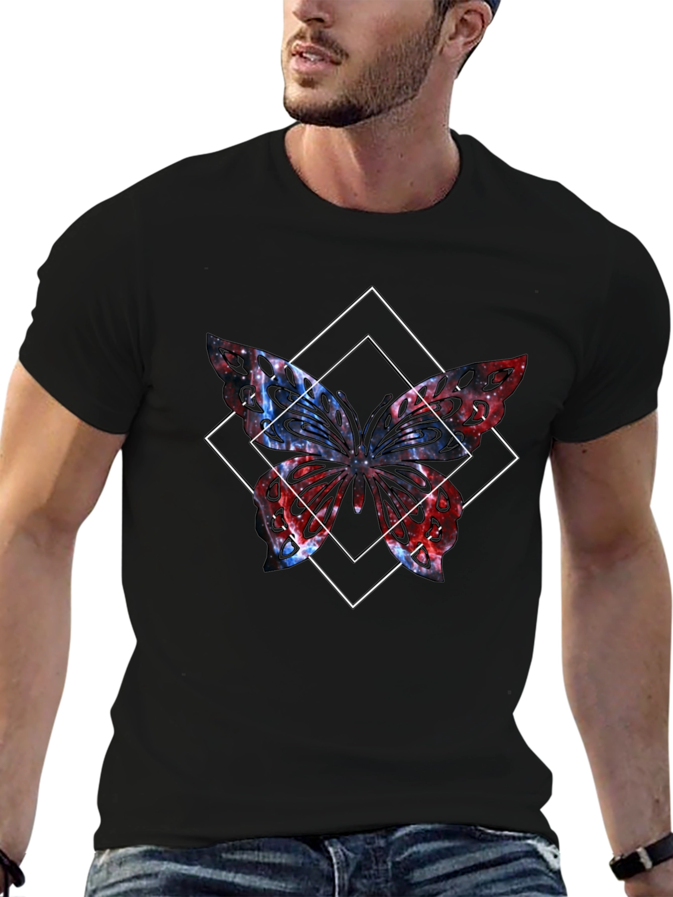 Butterfly Graphic Tee - Mens Black T-Shirt
