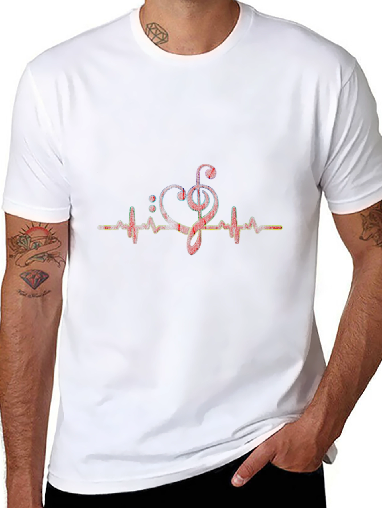 Music Heartbeat Graphic Tee - Black