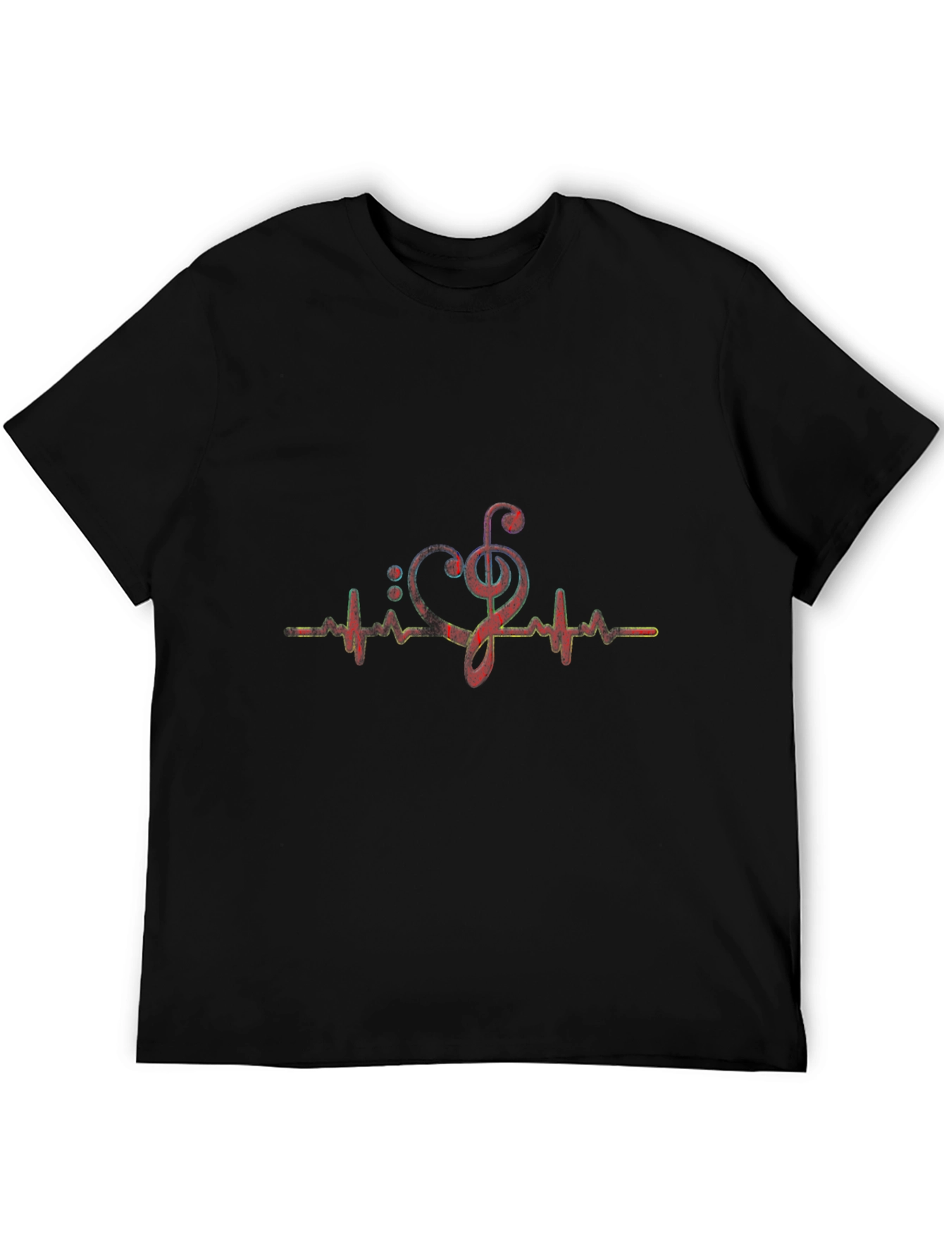 Music Heartbeat Graphic Tee - Black