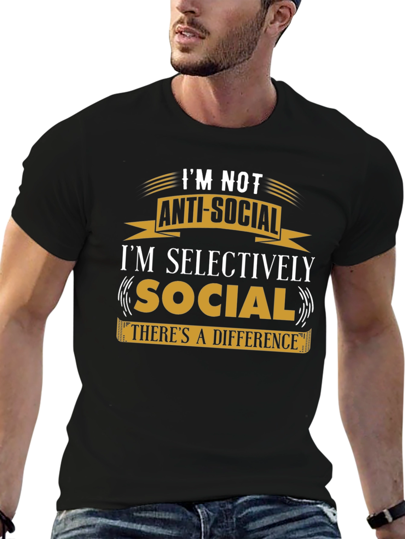 Im Not Anti-Social Mens Black T-Shirt