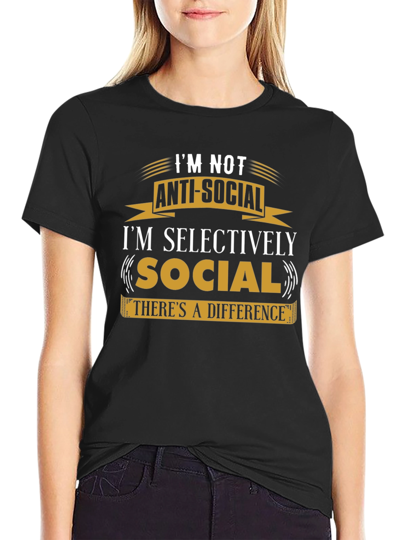 Im Not Anti-Social Mens Black T-Shirt