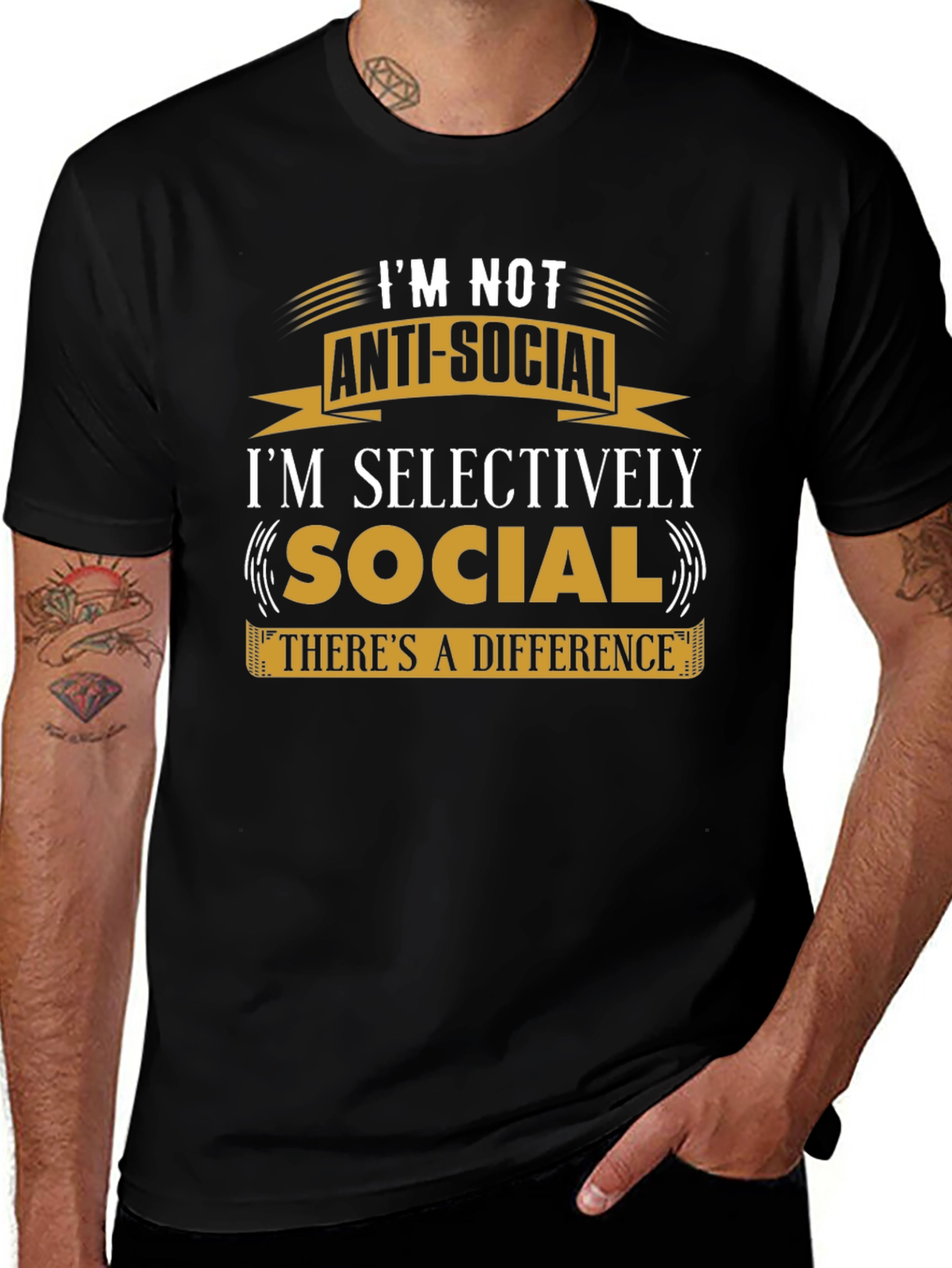 Im Not Anti-Social Mens Black T-Shirt