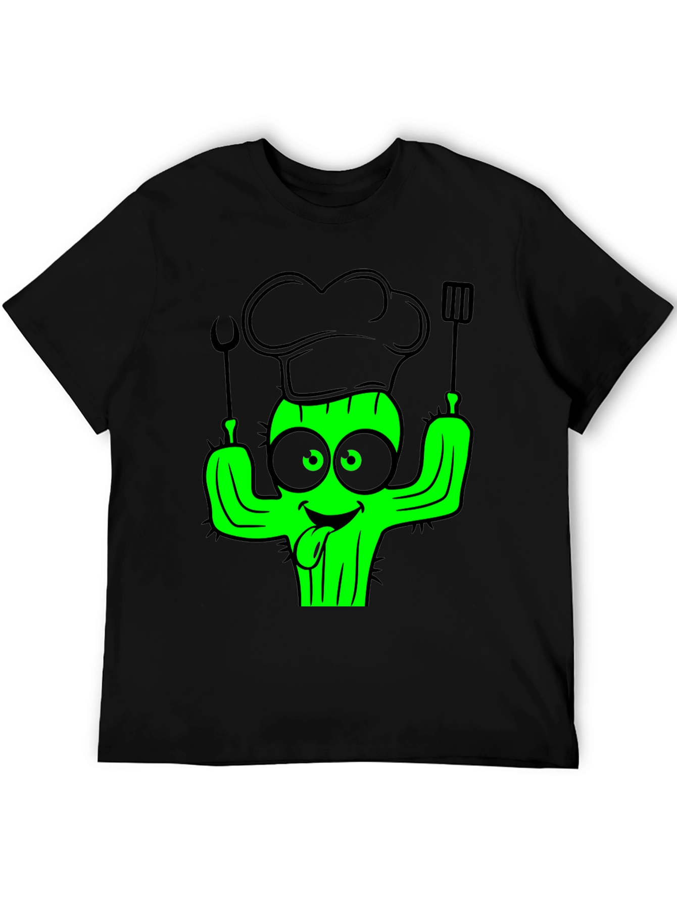 Chef Cactus Black T-Shirt - Funny Cook Graphic Tee