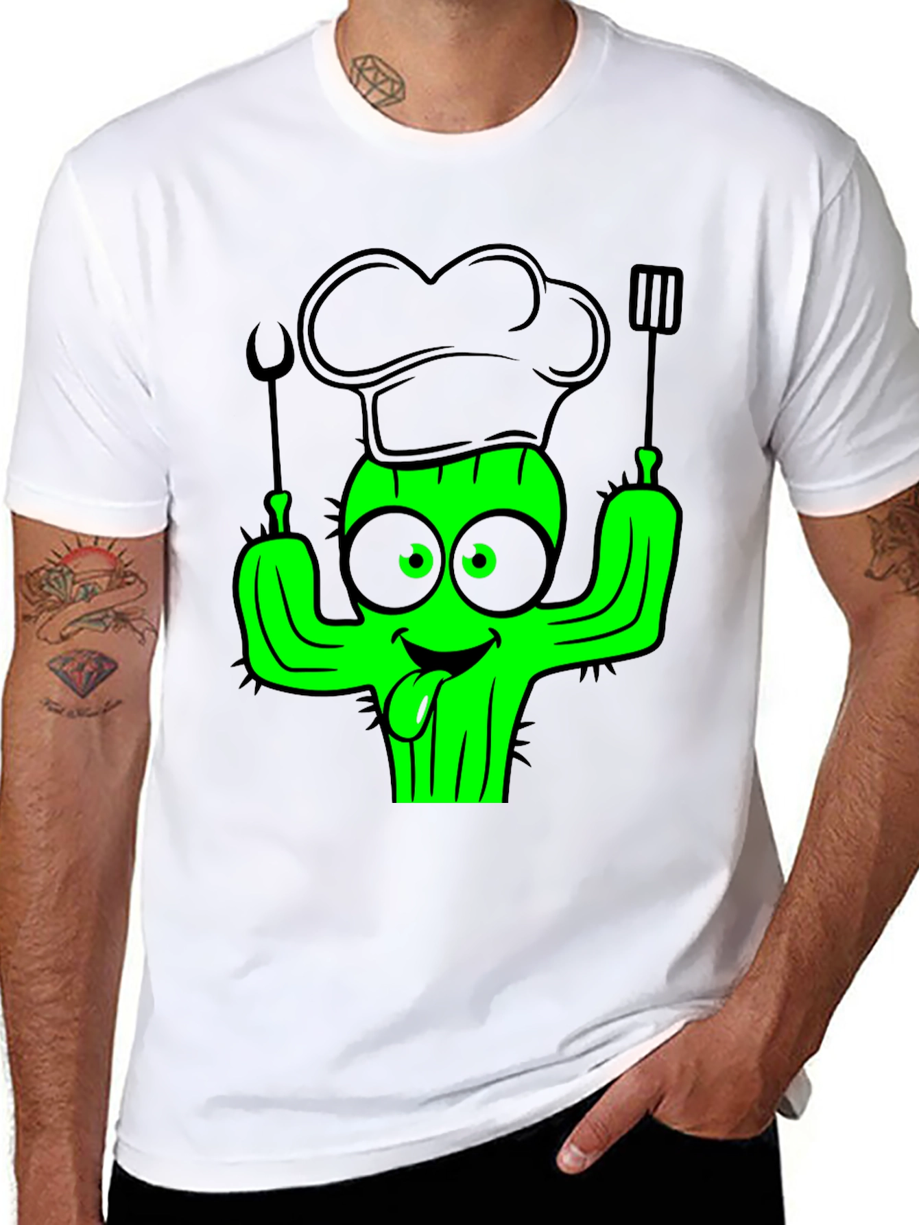 Chef Cactus Black T-Shirt - Funny Cook Graphic Tee