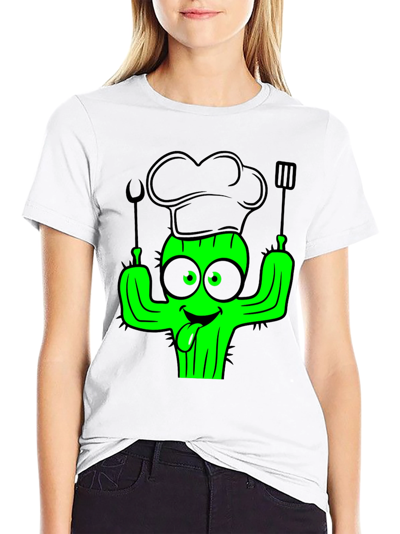 Chef Cactus Black T-Shirt - Funny Cook Graphic Tee