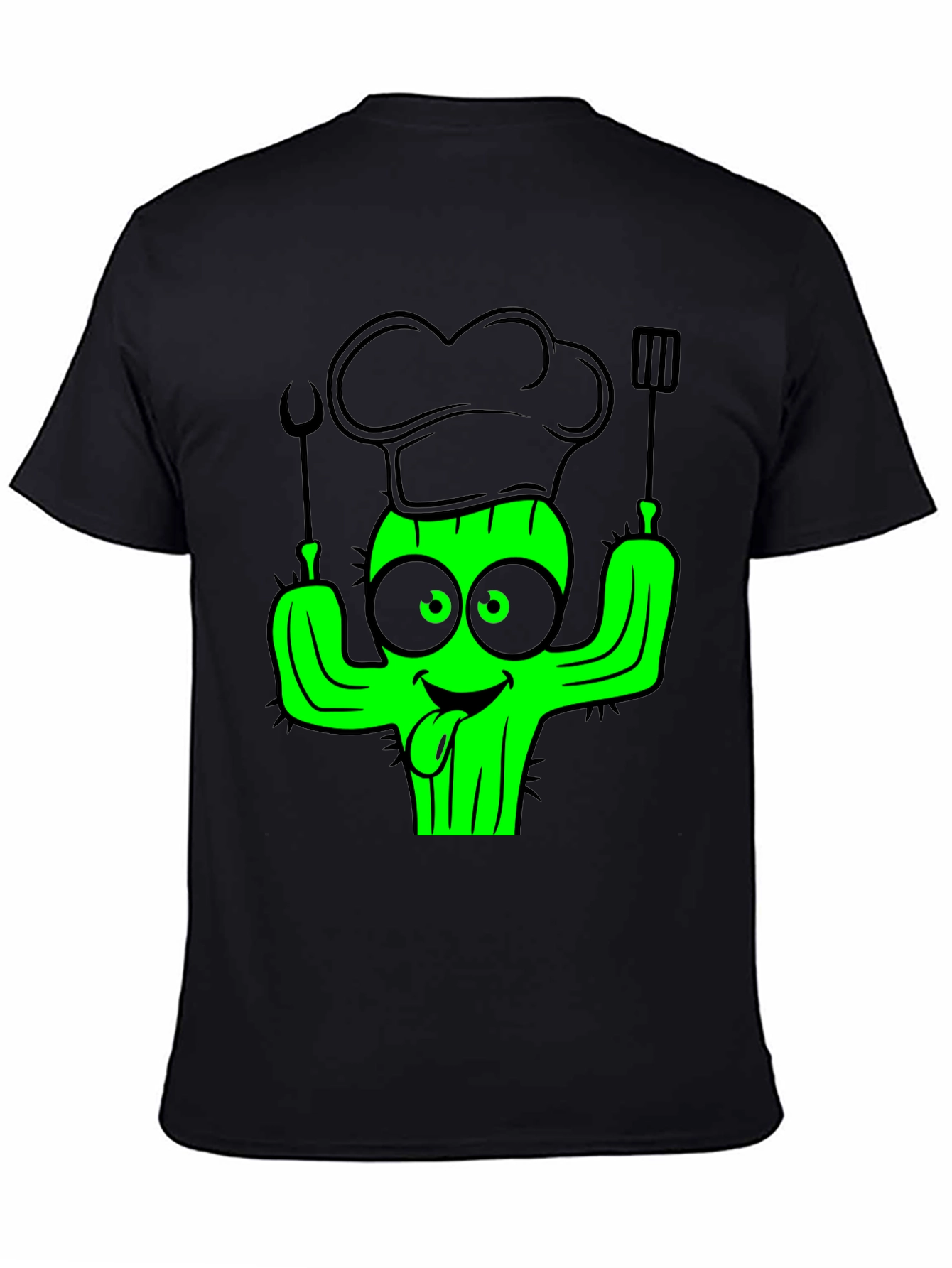 Chef Cactus Black T-Shirt - Funny Cook Graphic Tee