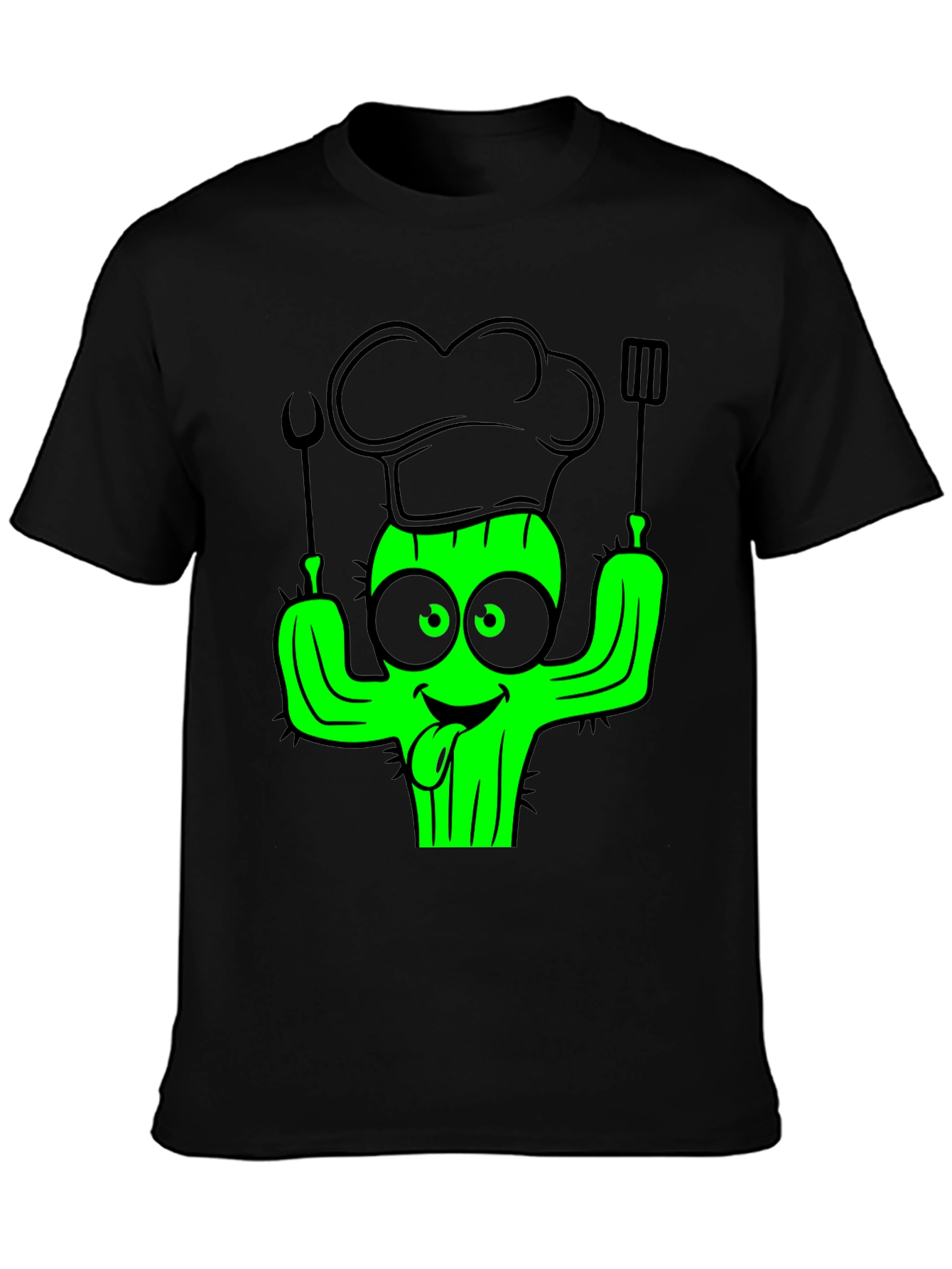 Chef Cactus Black T-Shirt - Funny Cook Graphic Tee