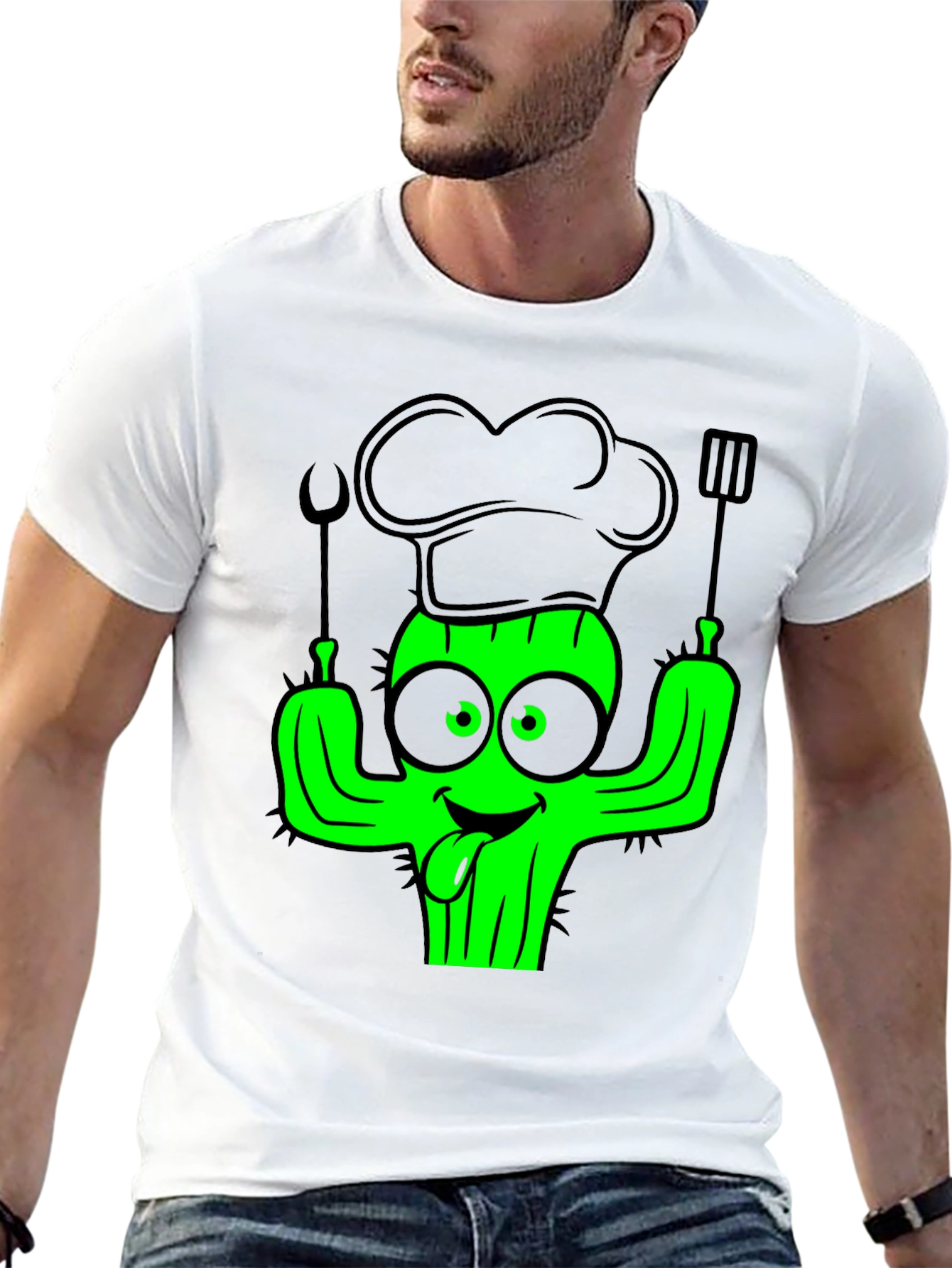 Chef Cactus Black T-Shirt - Funny Cook Graphic Tee