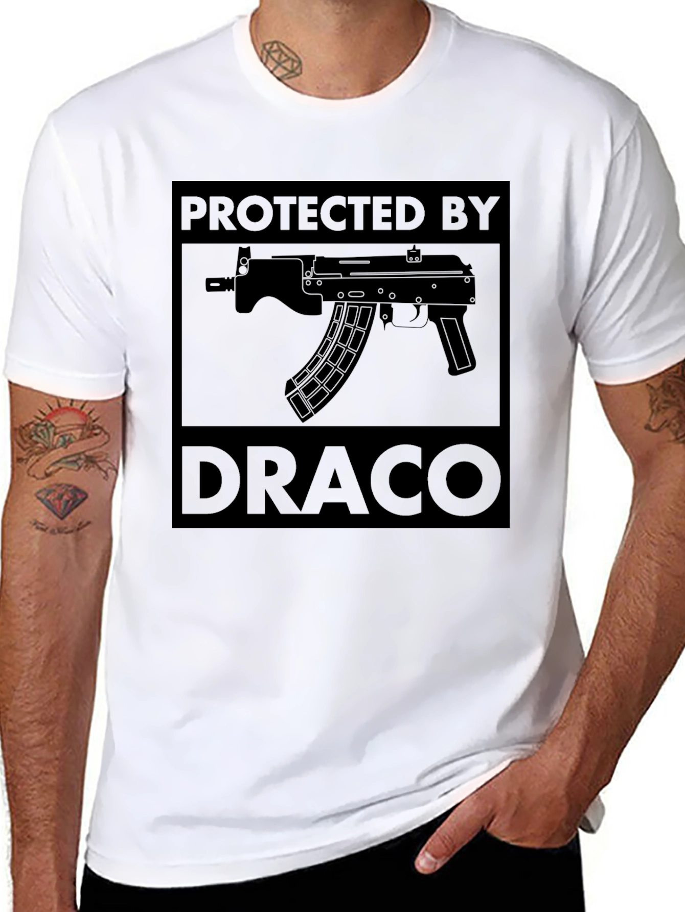 Protected By Draco T-Shirt - Black Graphic Tee