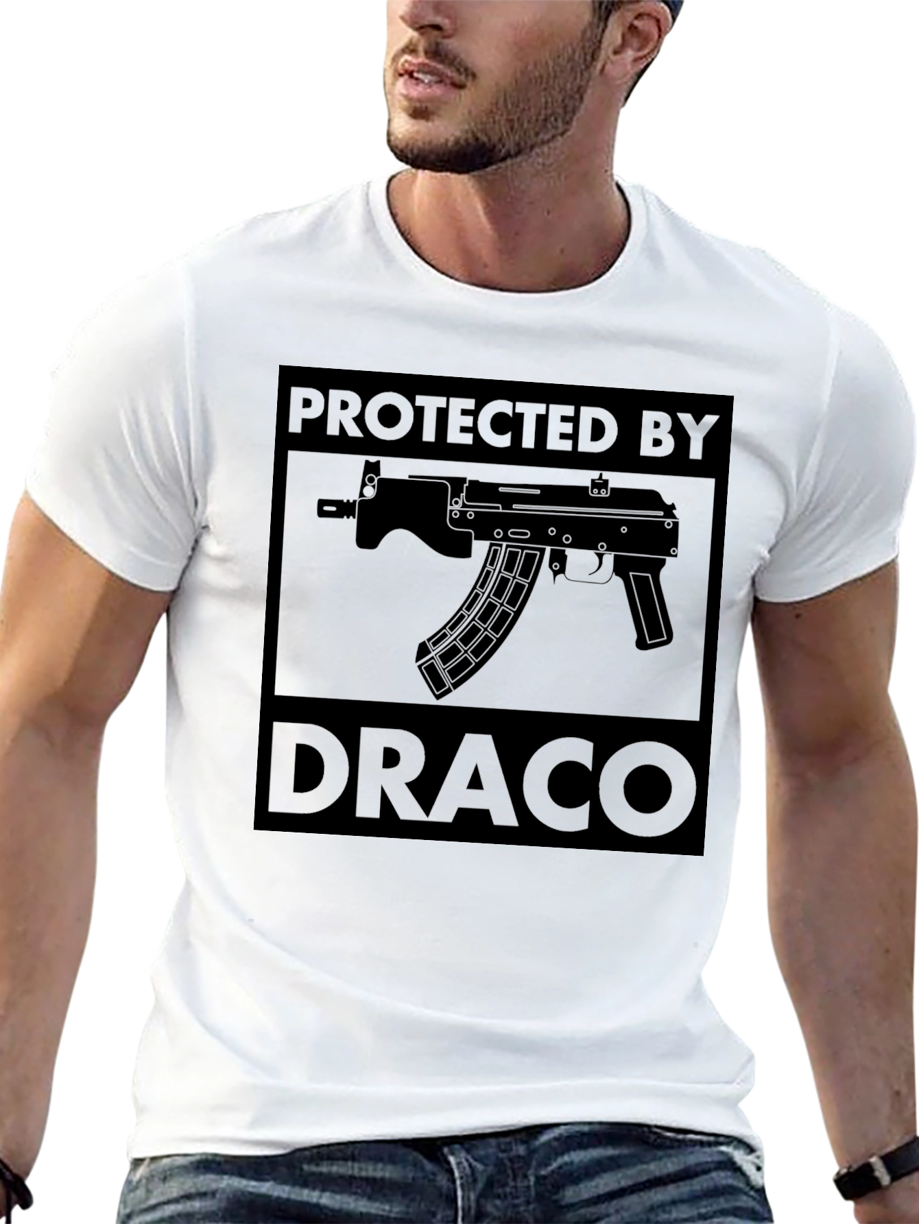 Protected By Draco T-Shirt - Black Graphic Tee