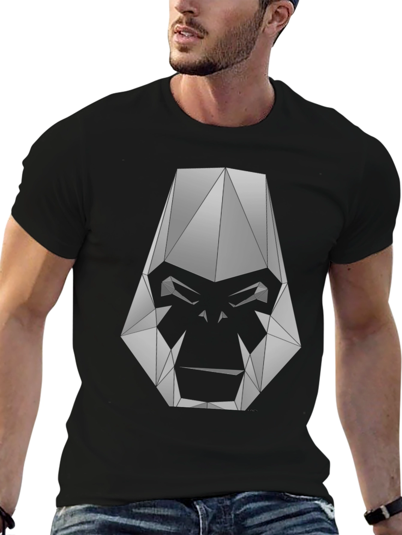 Geometric Gorilla Graphic Tee - Black