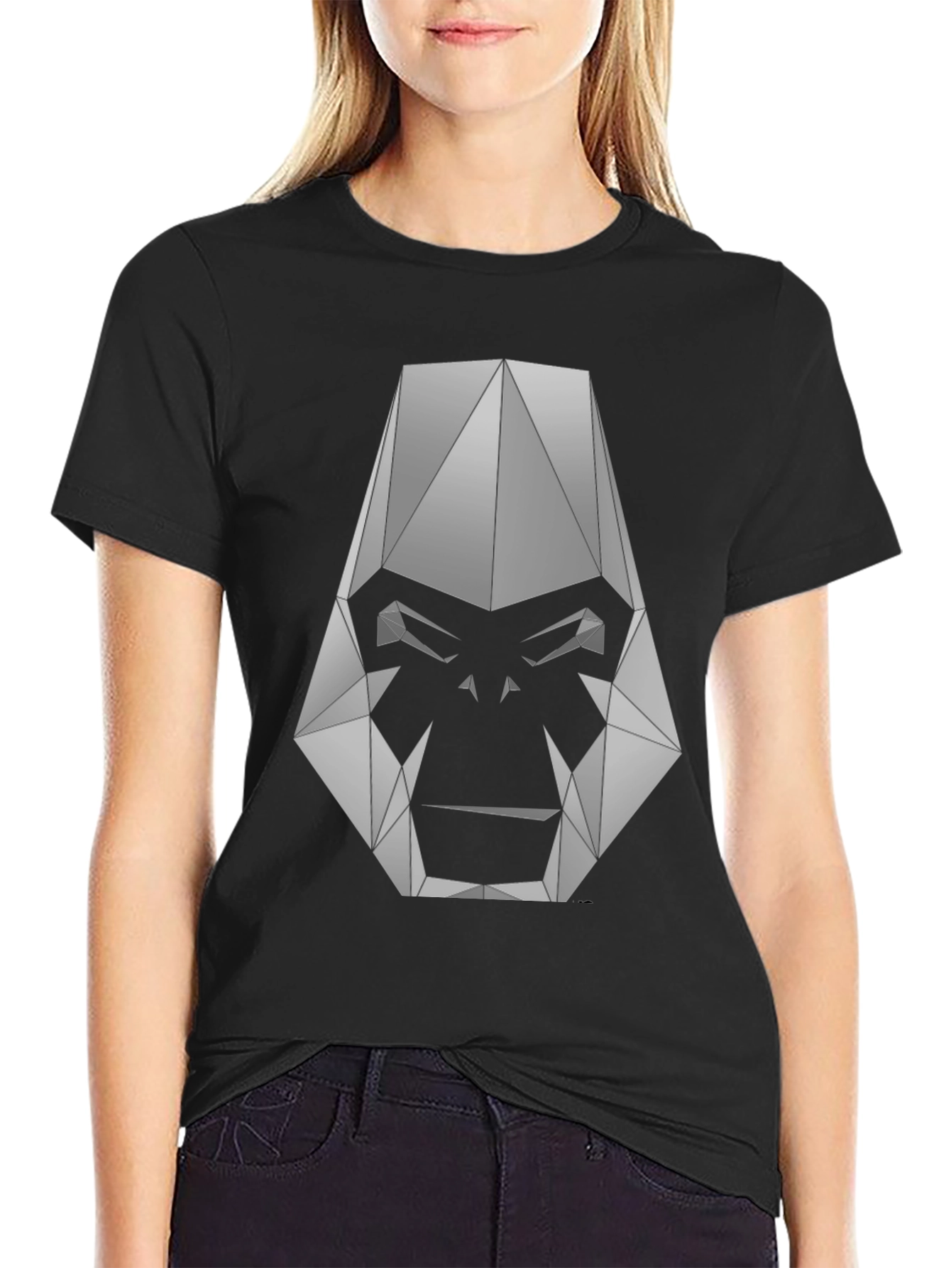 Geometric Gorilla Graphic Tee - Black