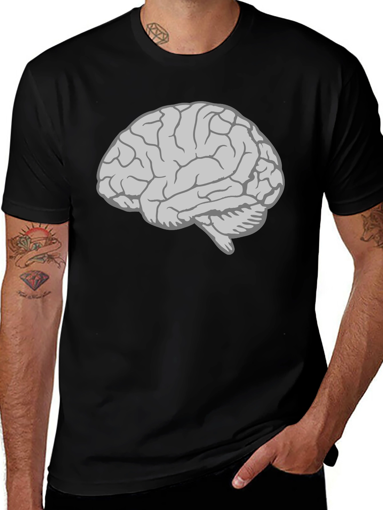 Brain Graphic T-Shirt - Mens Black Cotton Tee