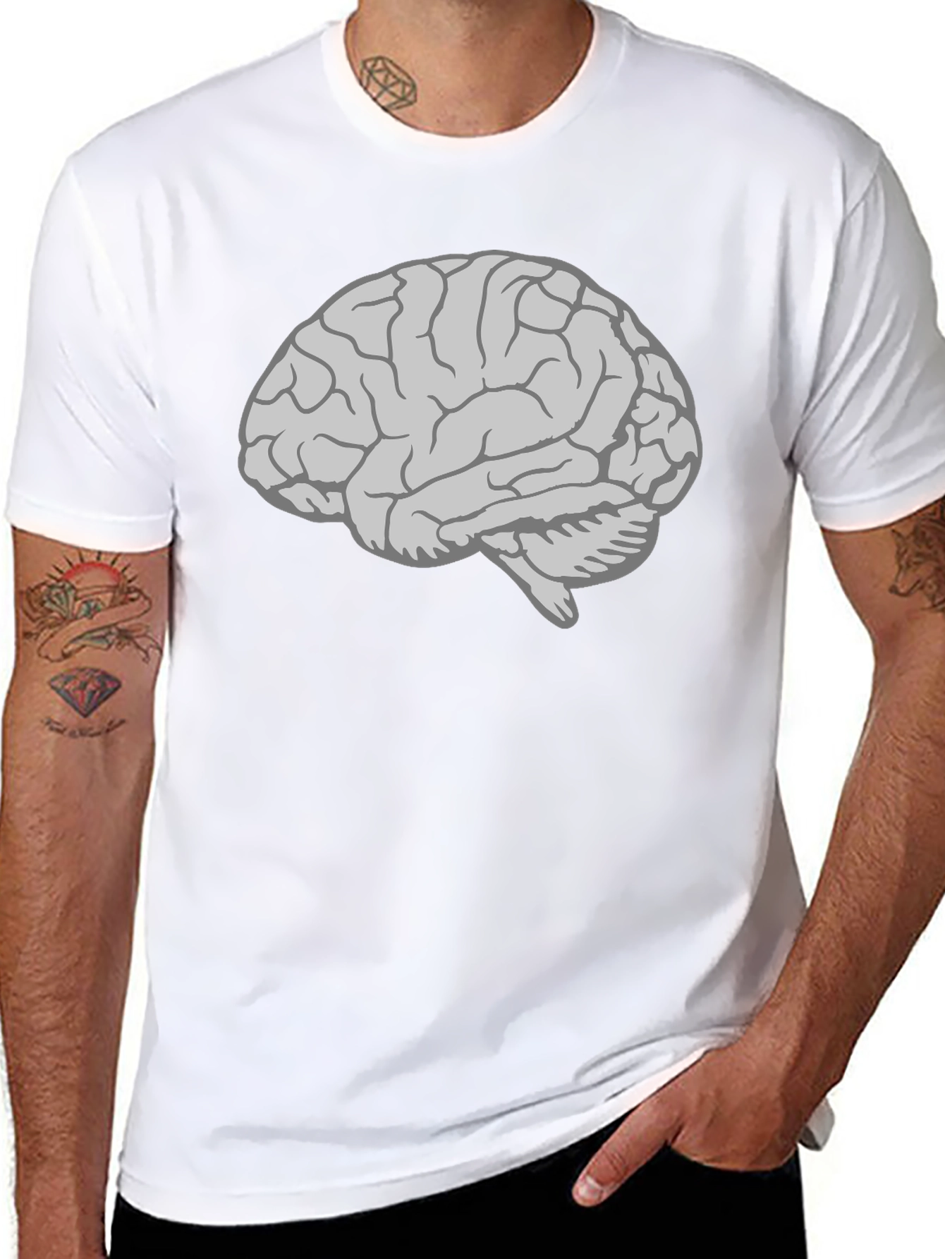 Brain Graphic T-Shirt - Mens Black Cotton Tee