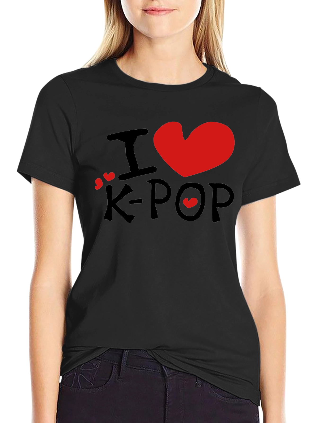 I Love K-Pop Graphic Tee - Stylish Black T-Shirt