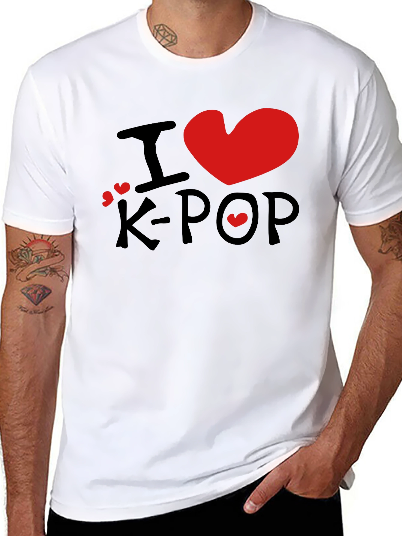 I Love K-Pop Graphic Tee - Stylish Black T-Shirt