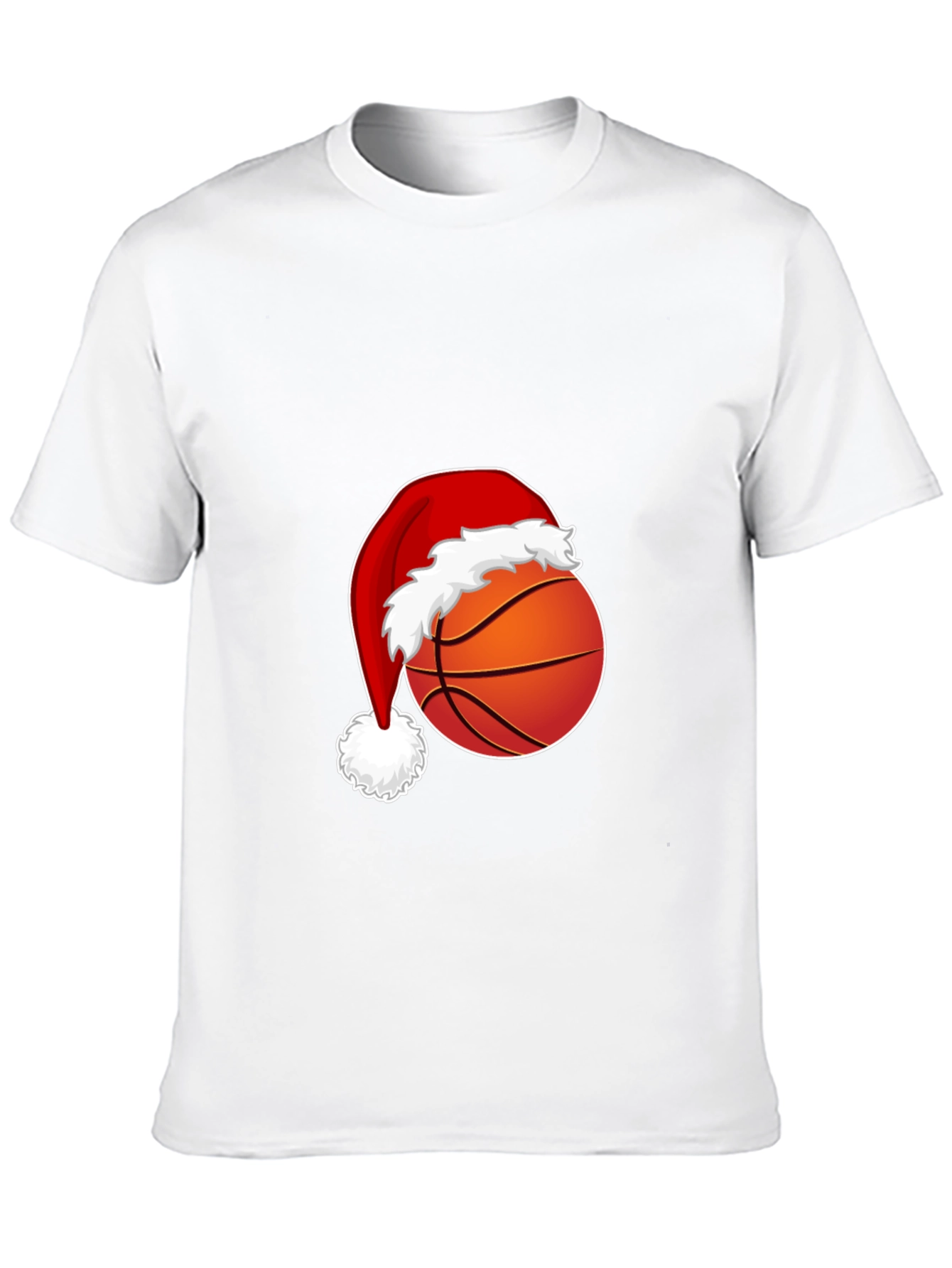 Festive Basketball Santa Hat Graphic Tee