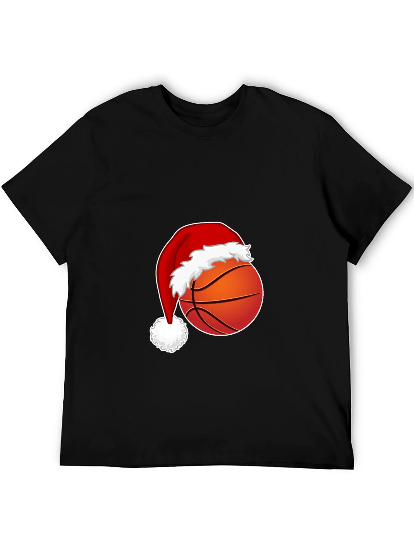 Festive Basketball Santa Hat Graphic Tee