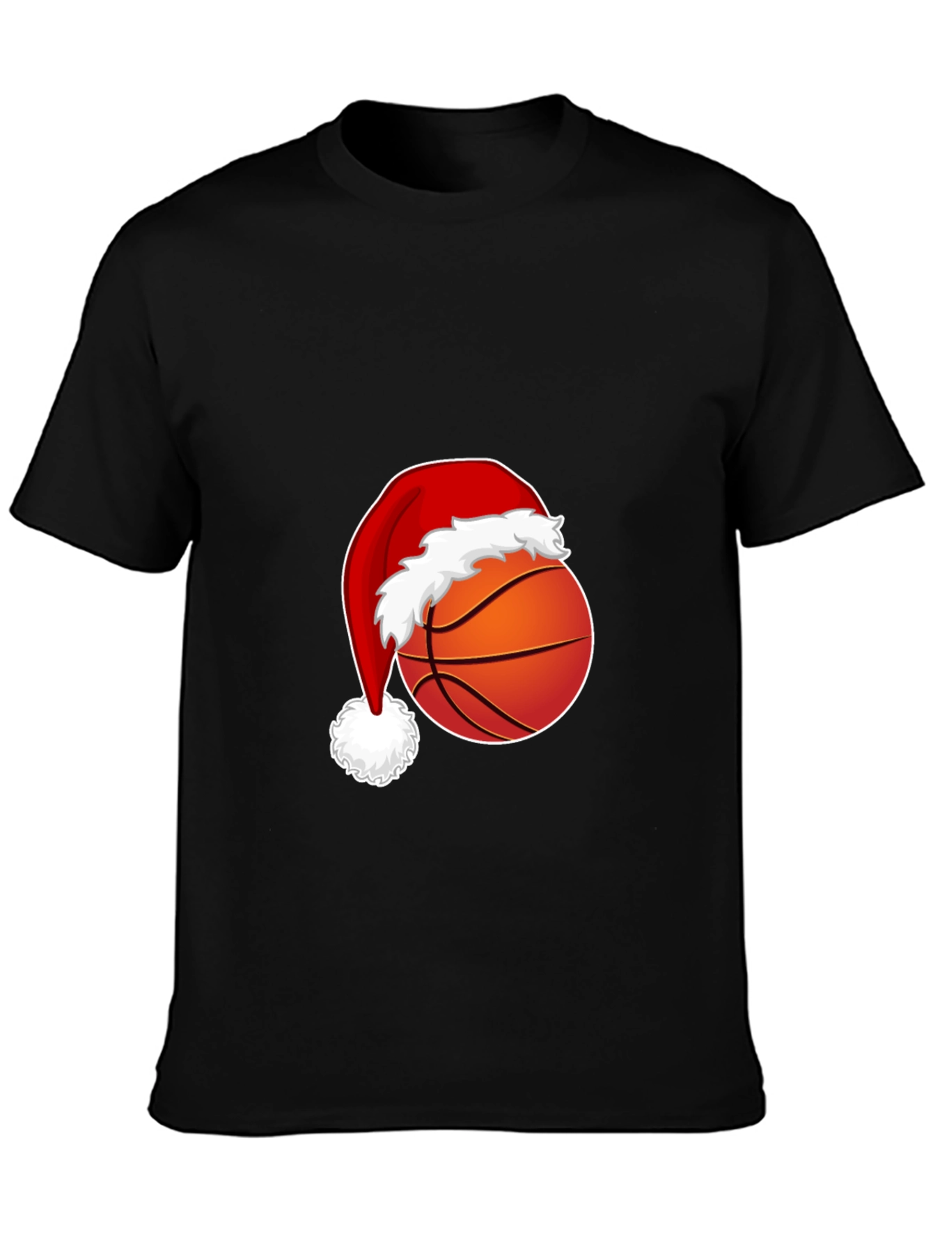 Festive Basketball Santa Hat Graphic Tee