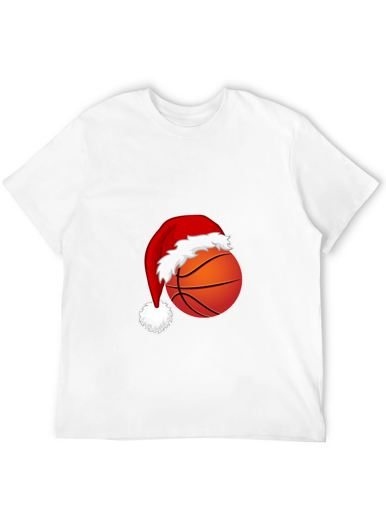 Festive Basketball Santa Hat Graphic Tee