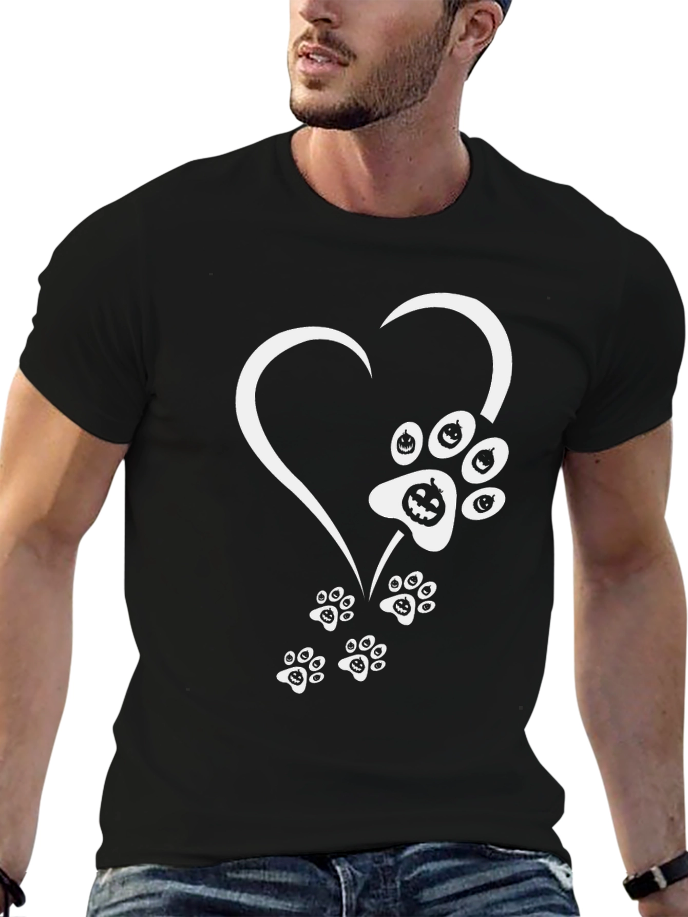 Halloween Heart Paw Print T-Shirt
