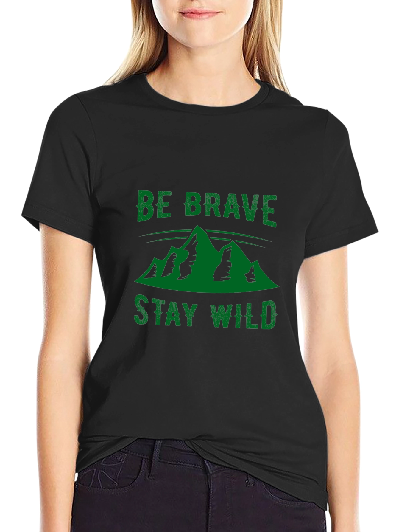 Be Brave Stay Wild Black Graphic Tee