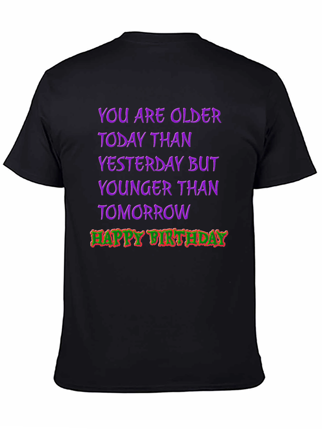 Funny Birthday T-Shirt: Older Today Younger Tomorrow