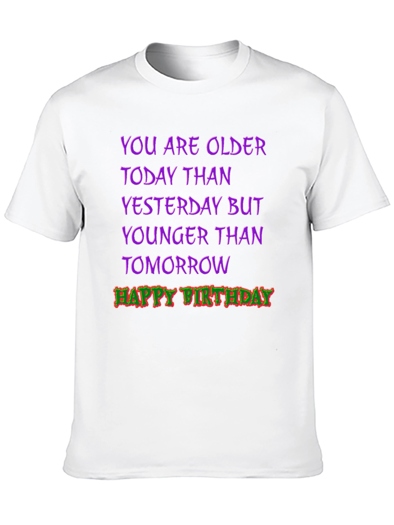 Funny Birthday T-Shirt: Older Today Younger Tomorrow