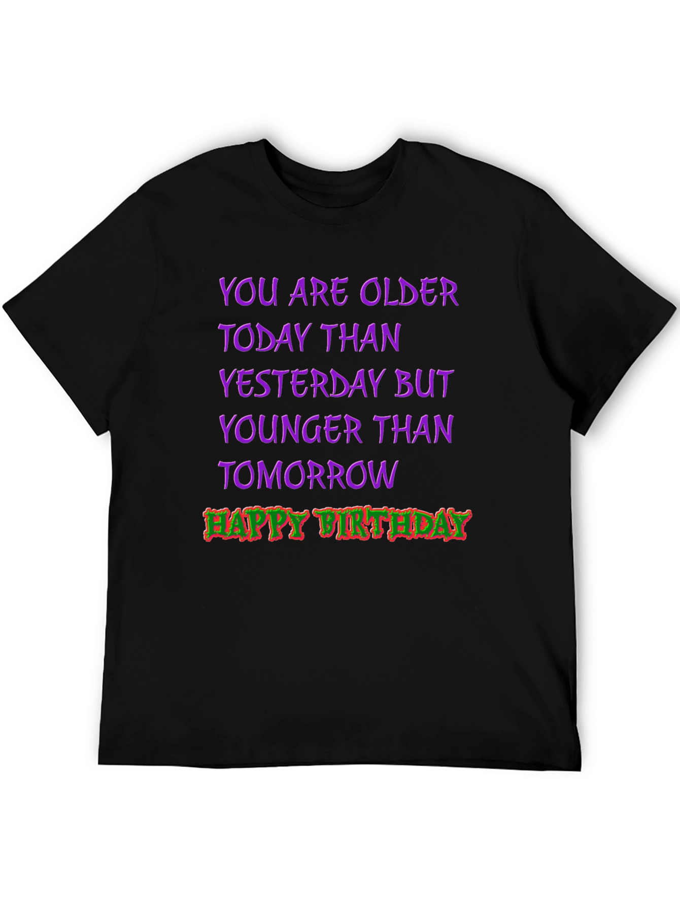 Funny Birthday T-Shirt: Older Today Younger Tomorrow