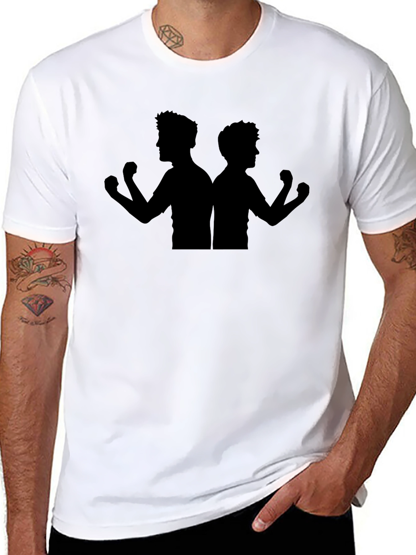 Black Silhouette Flexing Men T-Shirt