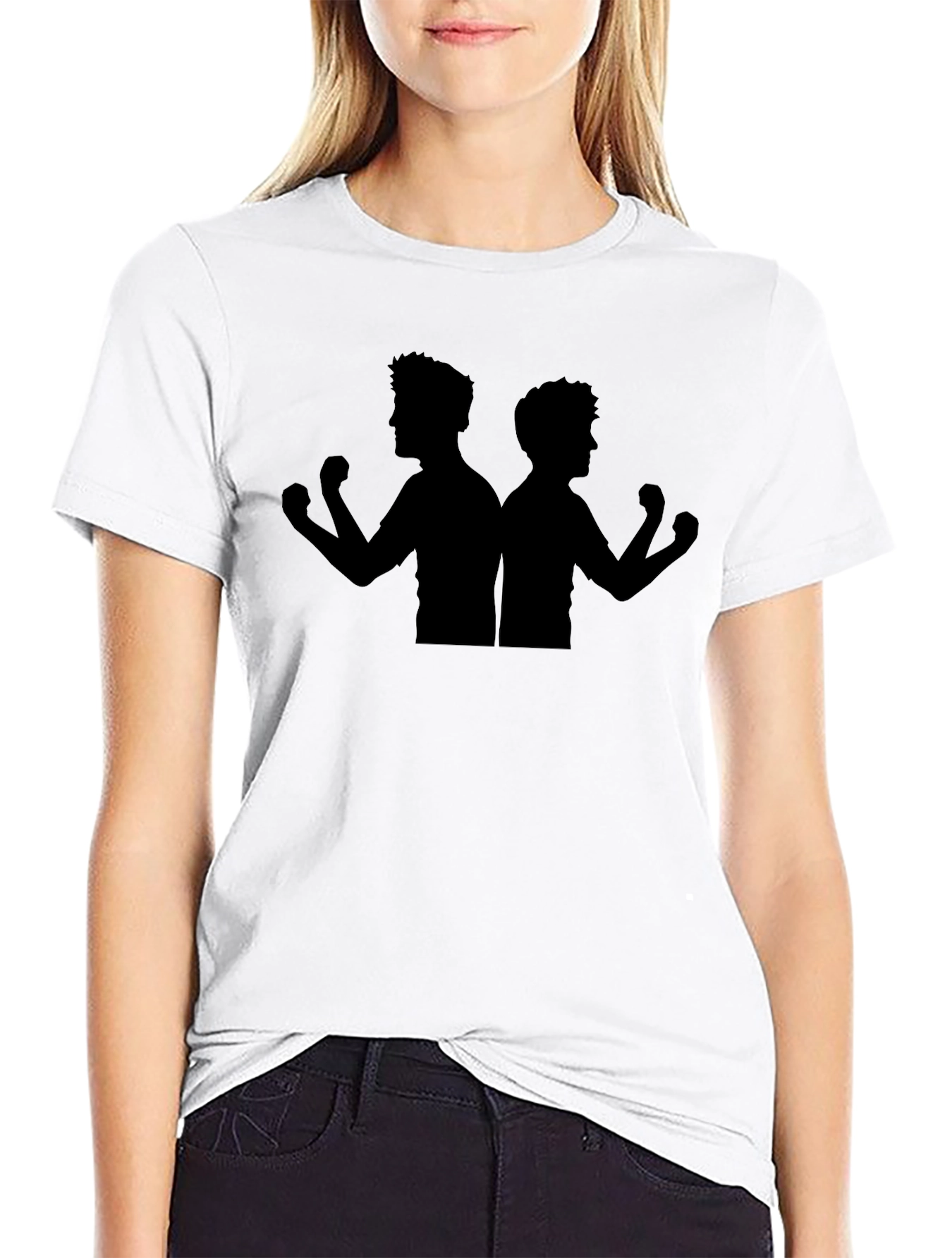 Black Silhouette Flexing Men T-Shirt