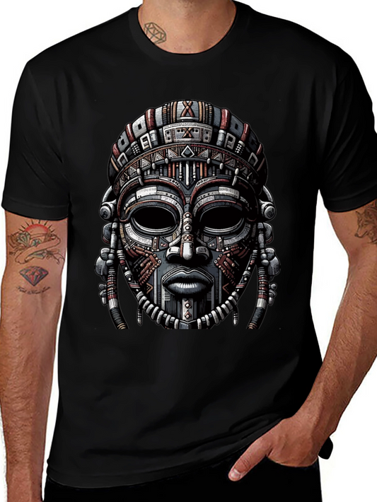 Tribal Mask Graphic Print T-Shirt