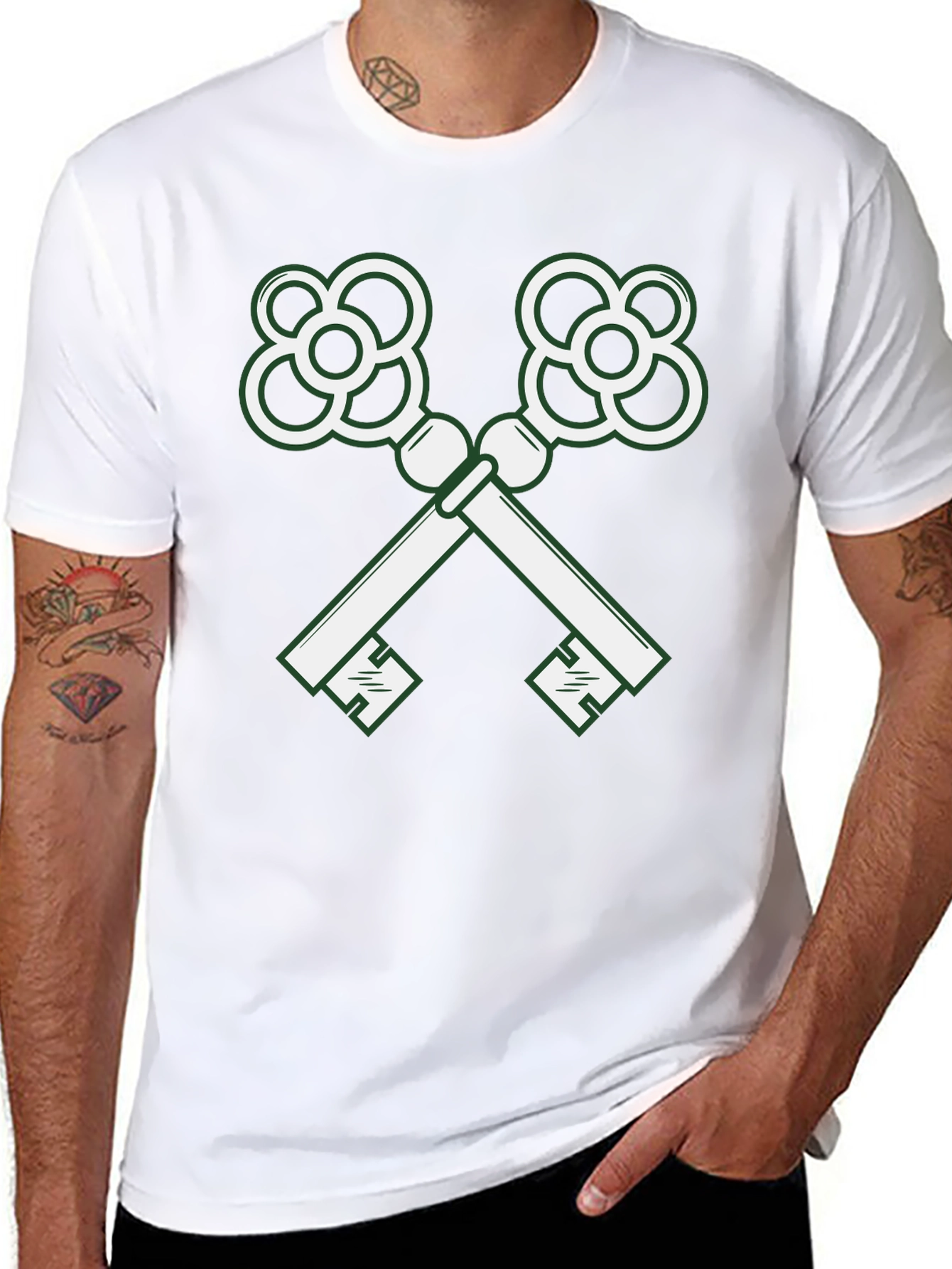 Crossed Keys Graphic Tee - Stylish Black T-Shirt