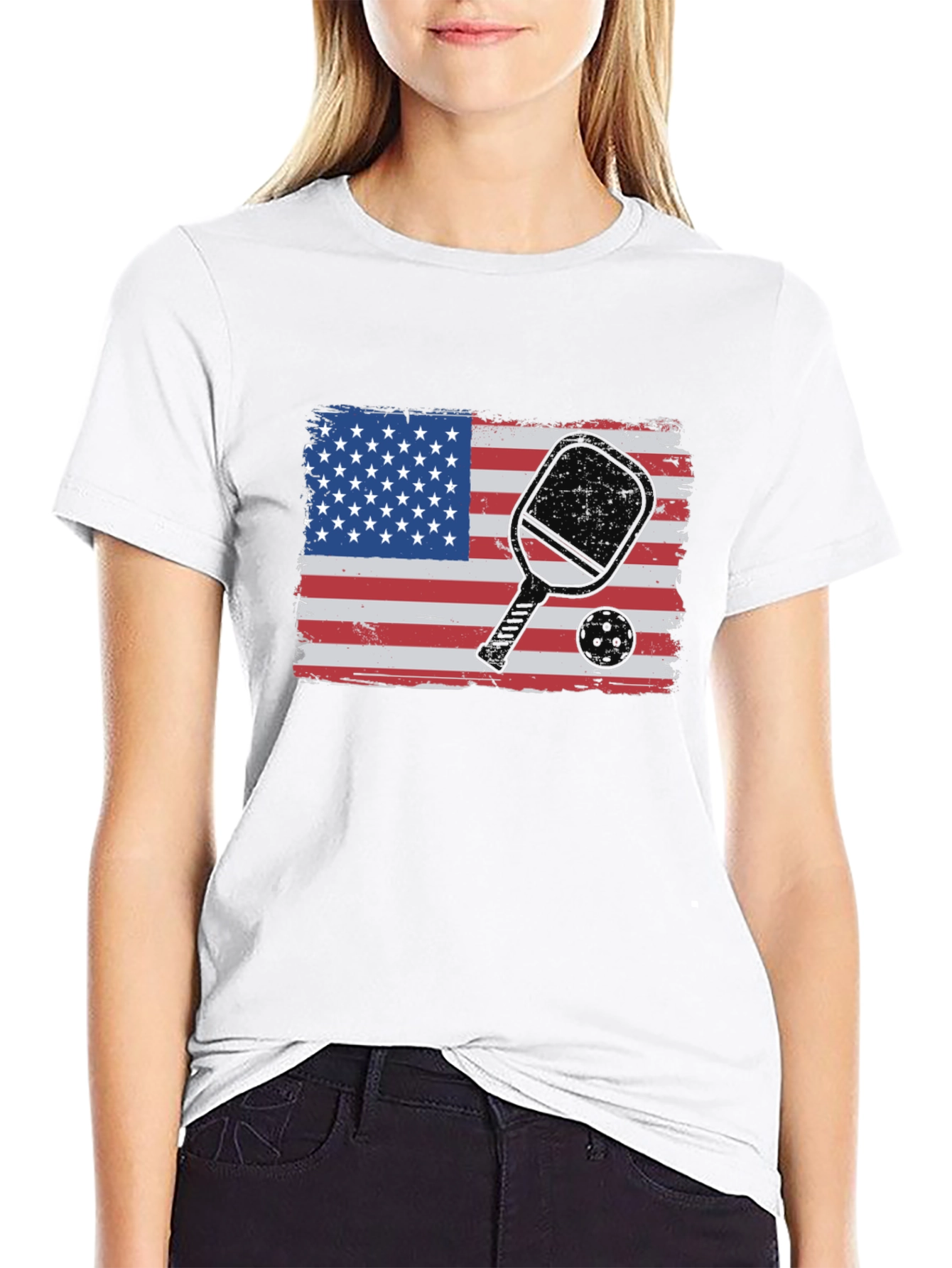 Pickleball USA Flag Graphic T-Shirt