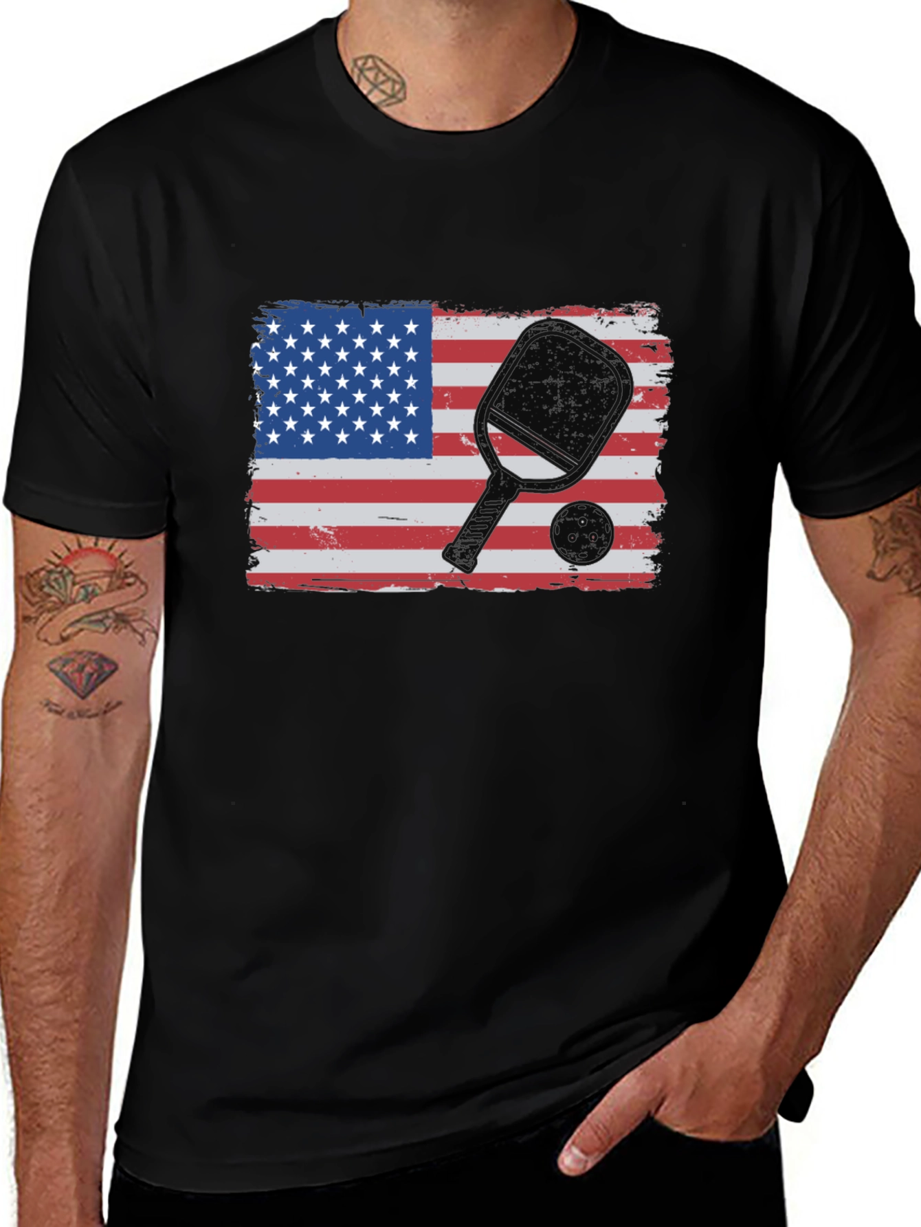 Pickleball USA Flag Graphic T-Shirt