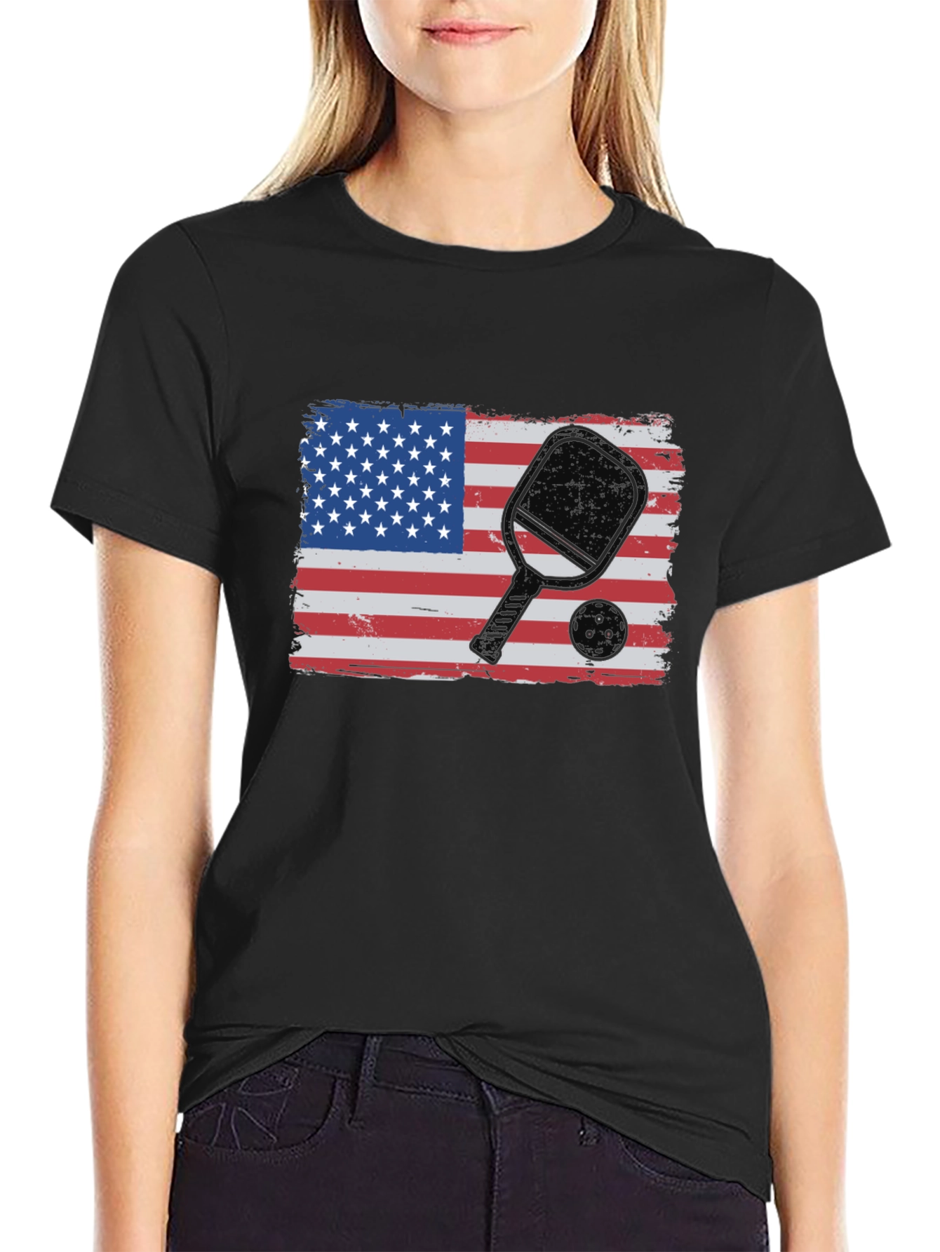 Pickleball USA Flag Graphic T-Shirt